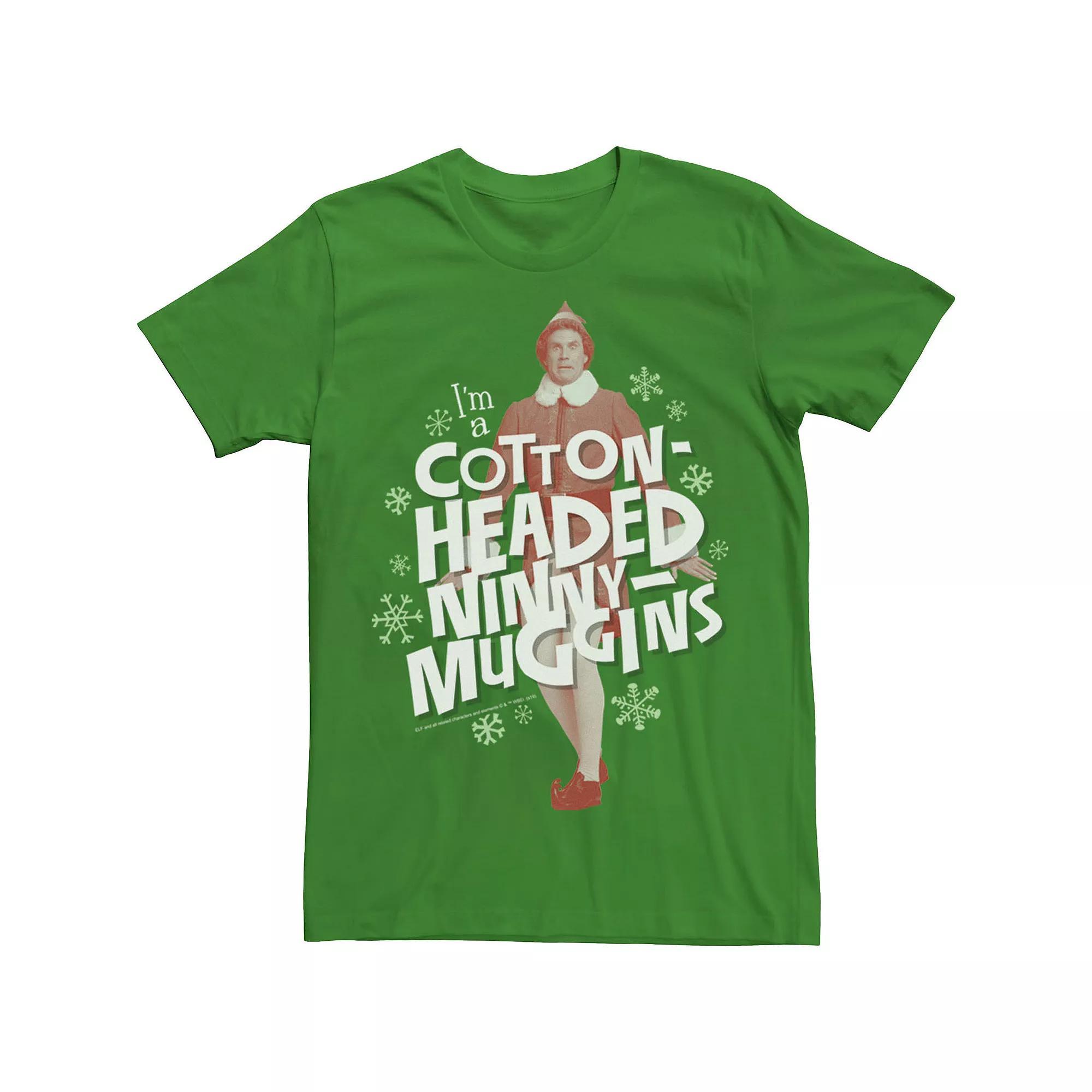 Men's Elf Buddy Cotton Headed Ninny Muggins Snowflake Poster Tee, Size: 3XL, Kelly Product Image