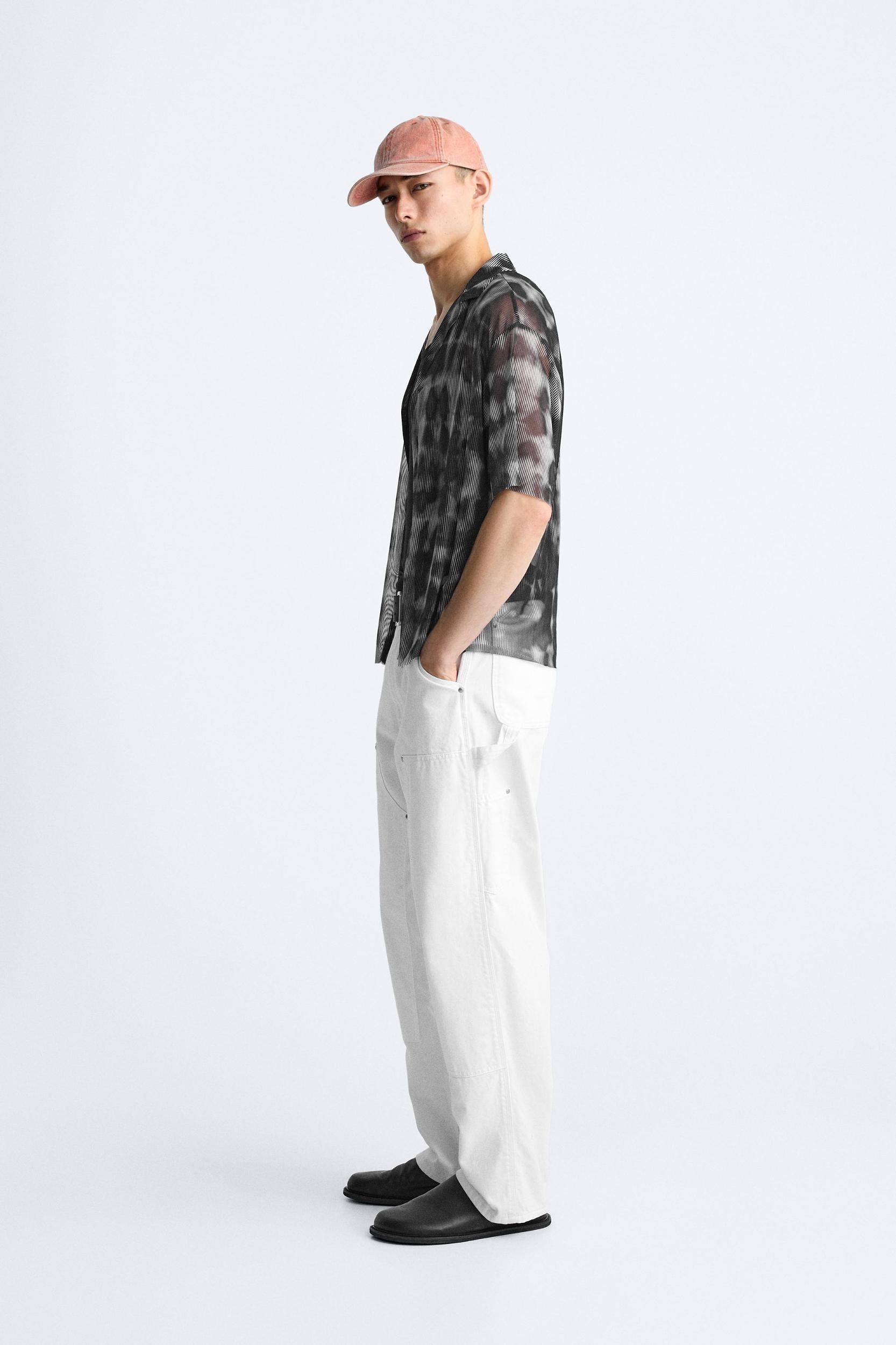SEMI-SHEER ABSTRACT PRINT SHIRT Product Image