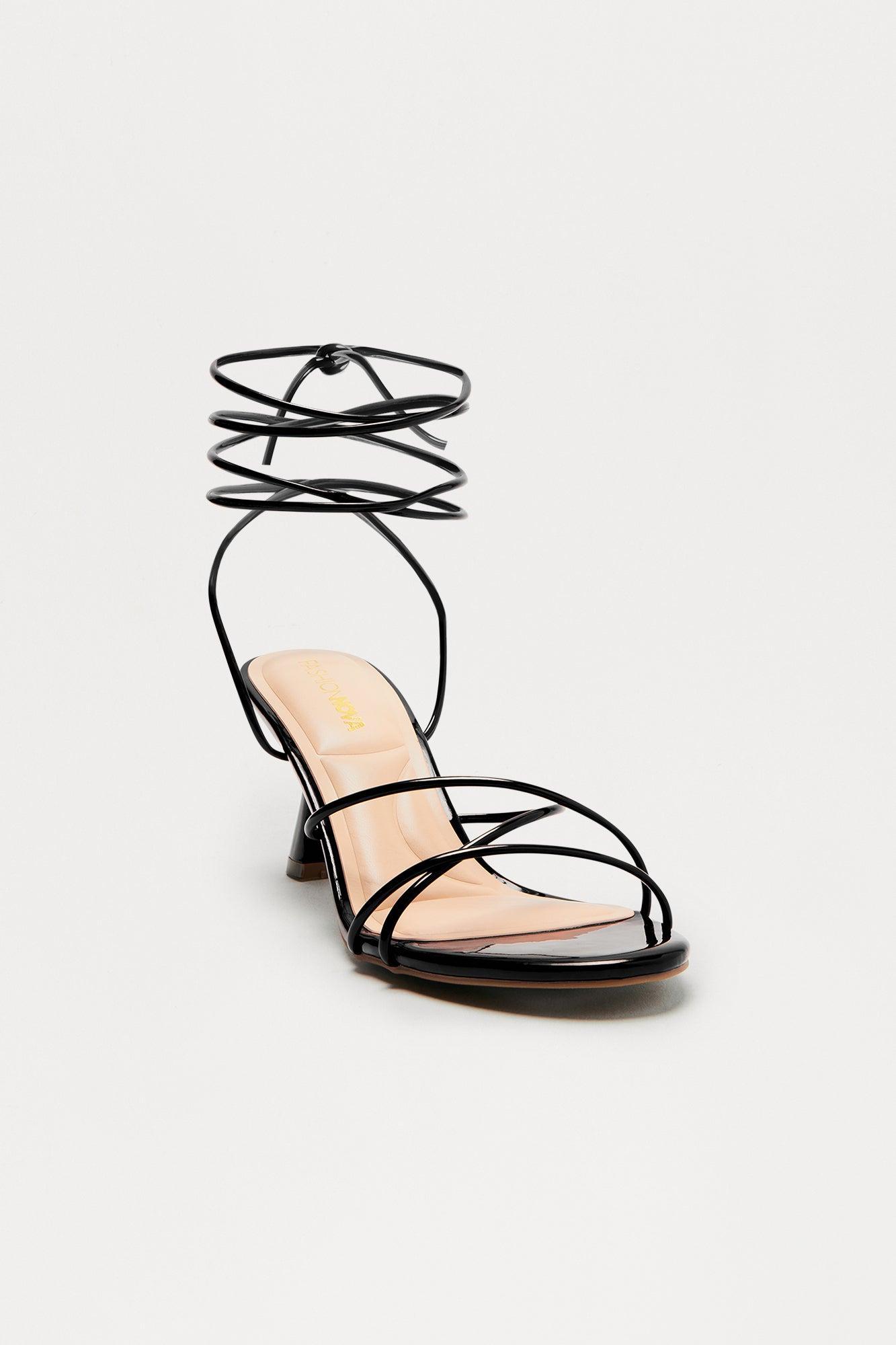 Kitsy Wrap Up Heels - Black Product Image