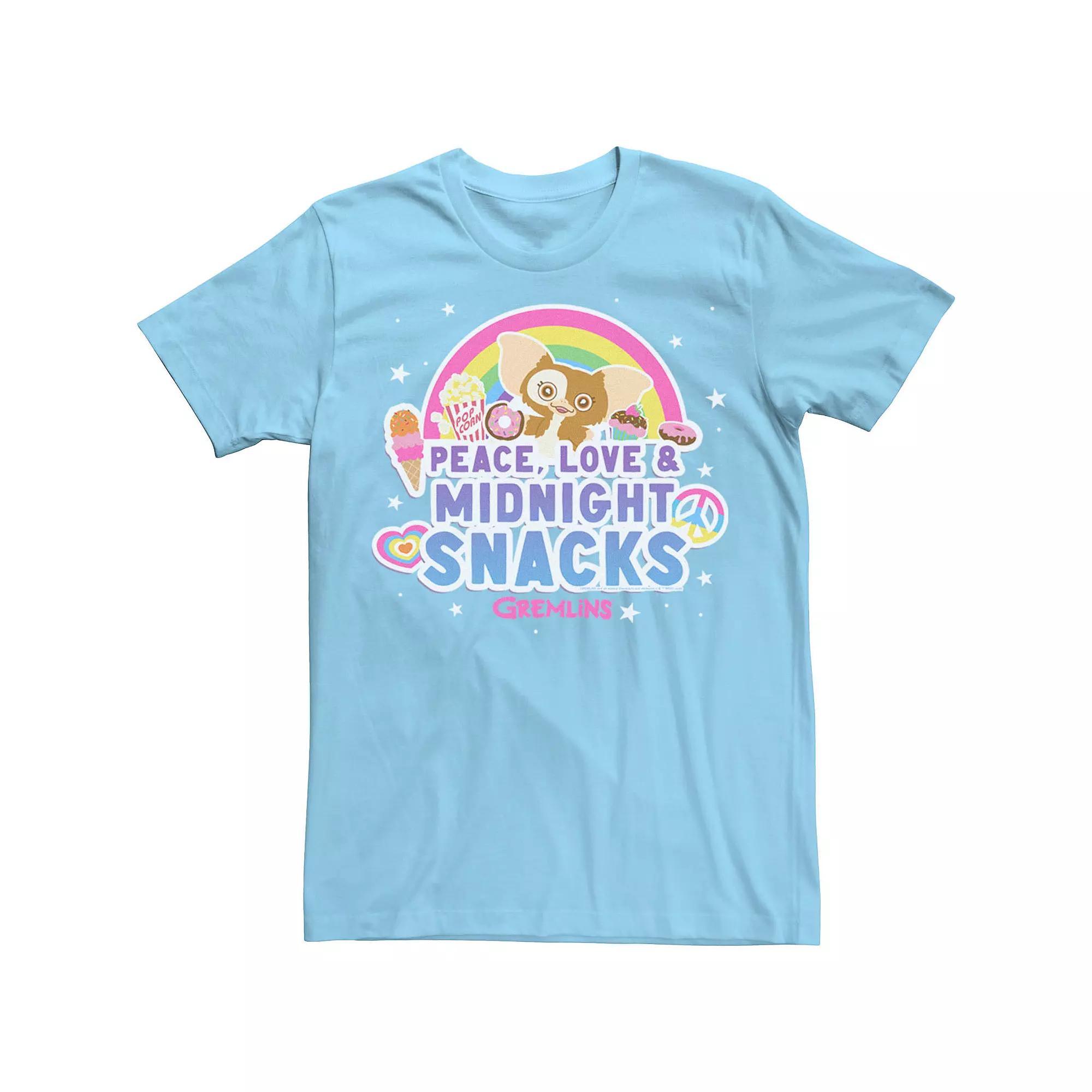 Men's Gremlins Peace Love And Midnight Snacks Tee, Size: Small, Light Blue Product Image