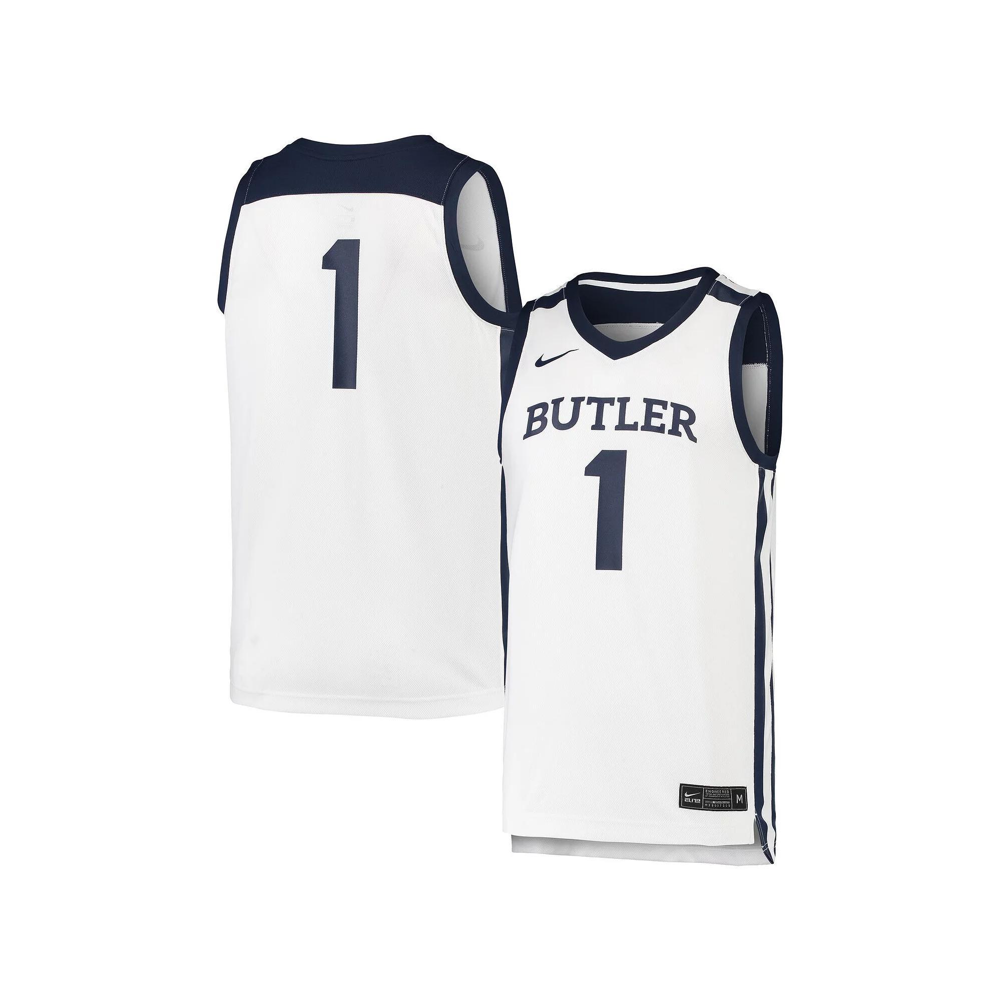 Mens Nike #1 White Butler Bulldogs Team Replica Basketball Jersey Product Image