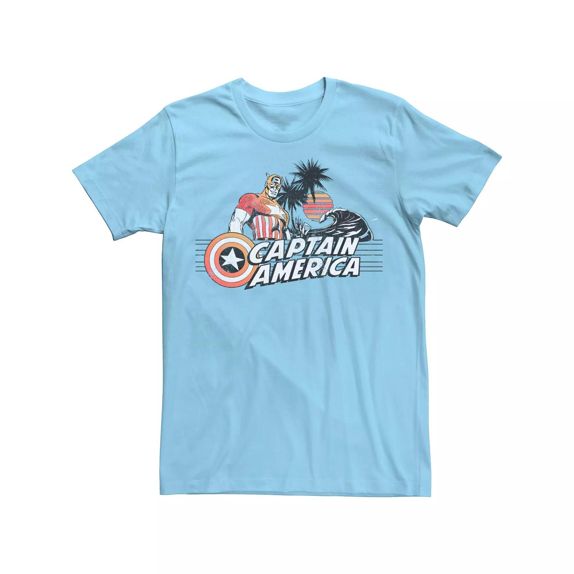 Men's Marvel Tropical Captian America Comic Tee, Size: XXL, Light Blue Product Image