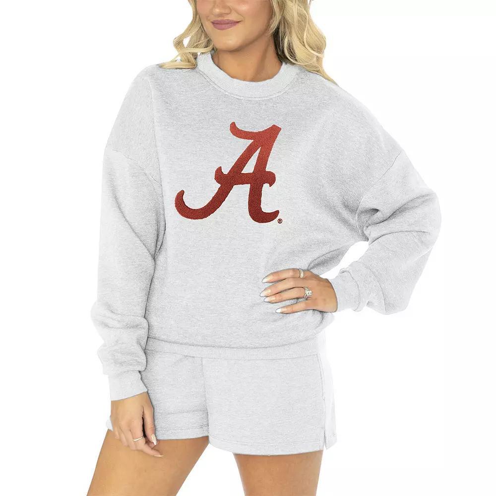 Women's Gameday Couture Ash Alabama Crimson Tide Team Effort Pullover Sweatshirt & Shorts Sleep Set, Size: XL, Black Product Image