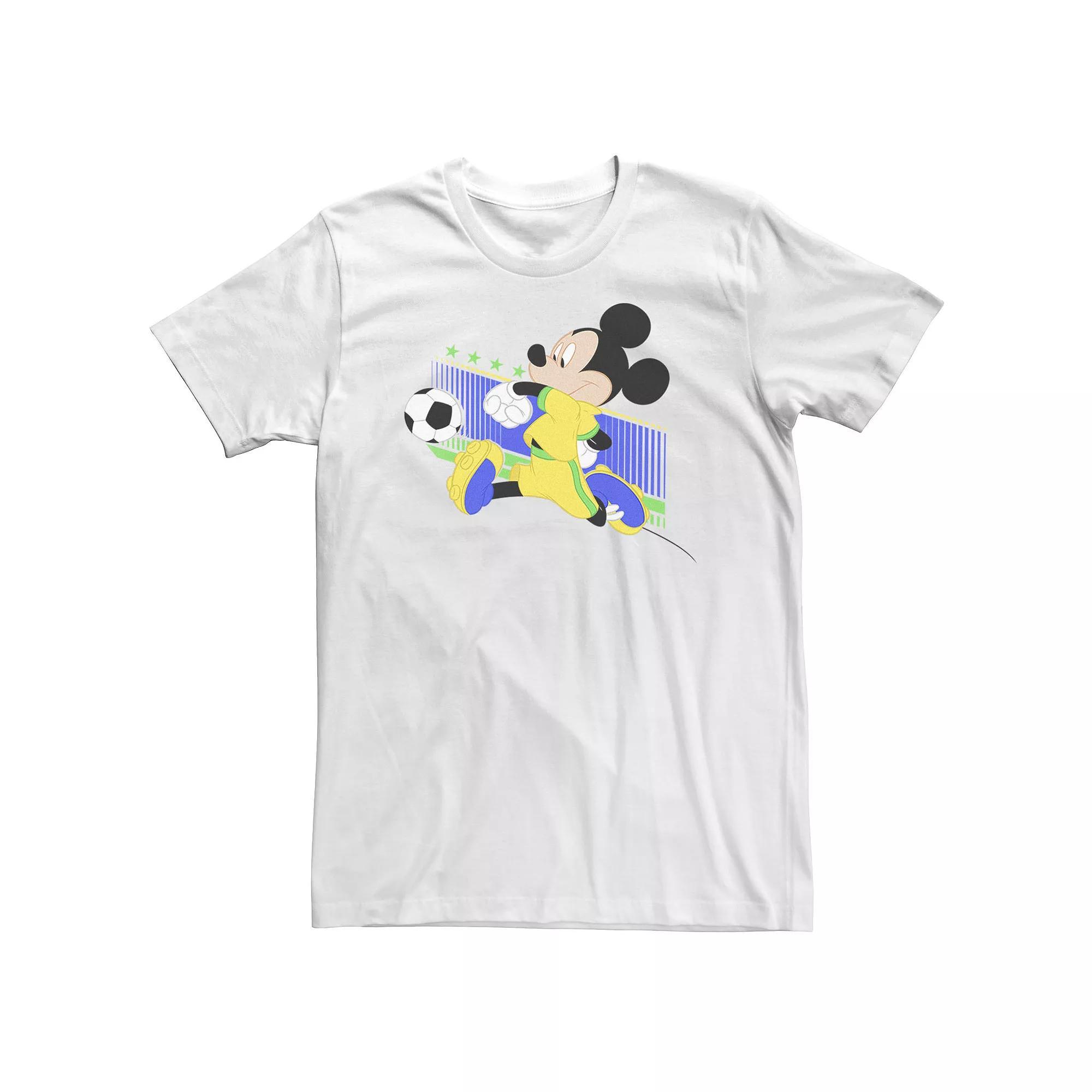 Big & Tall Disney Mickey Mouse Brazil Soccer Uniform Portrait Tee, Men's, Size: 3XL Tall, White Product Image