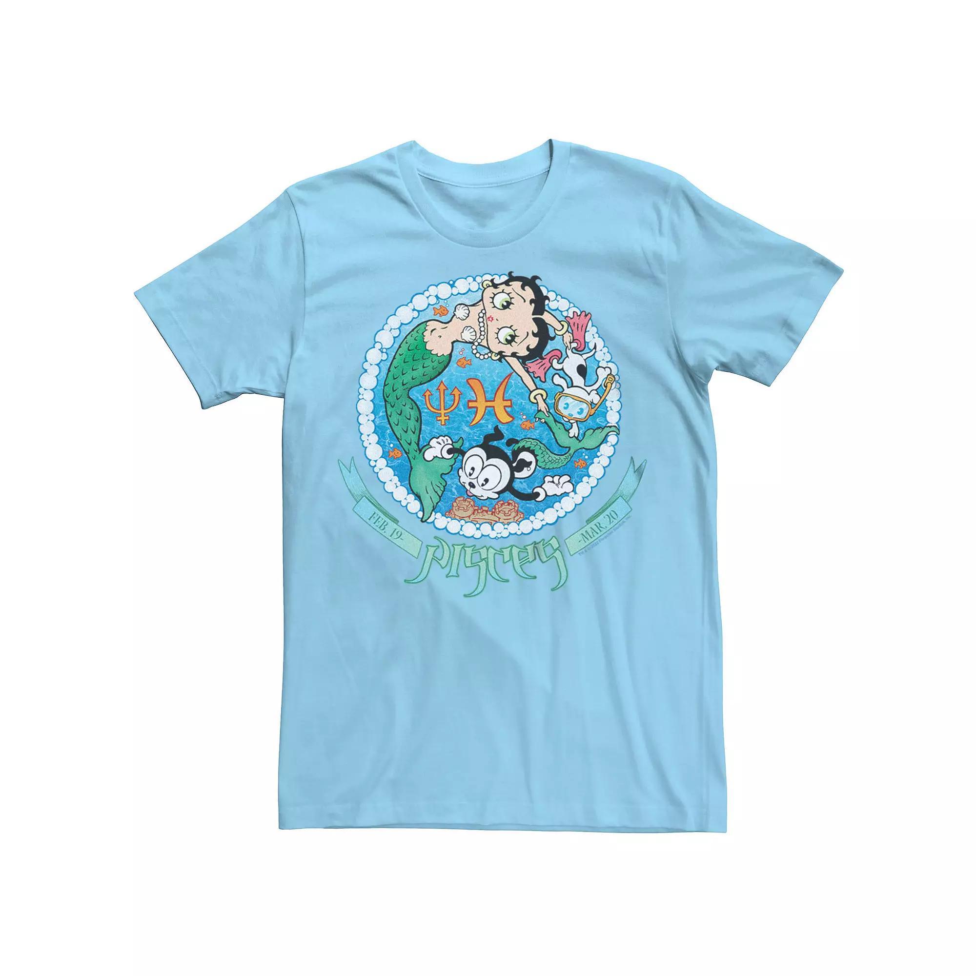 Men's Betty Boop Pisces Horoscope Tee, Size: Medium, Light Blue Product Image