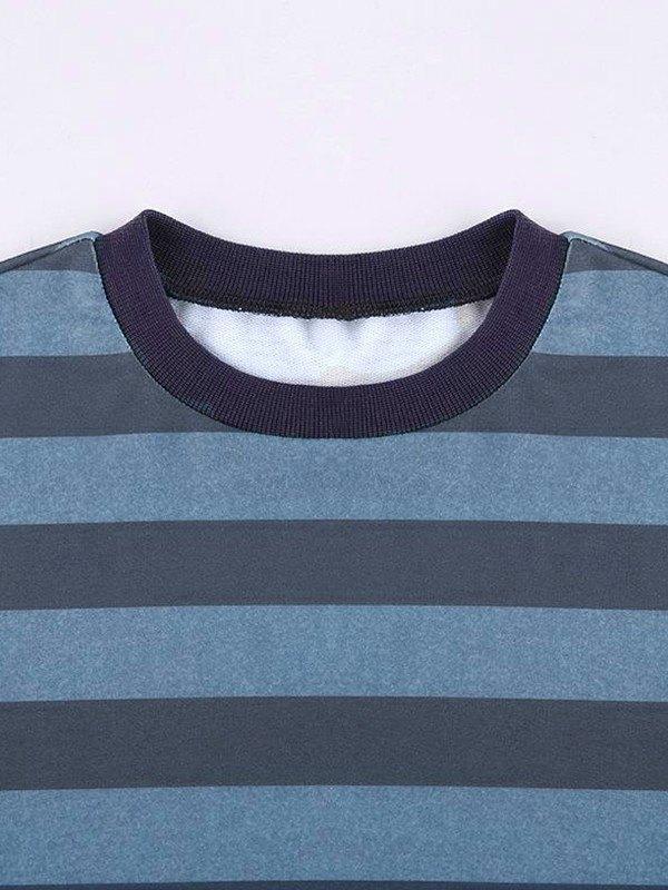 Vintage Striped Oversized Pullover Sweatshirt Product Image