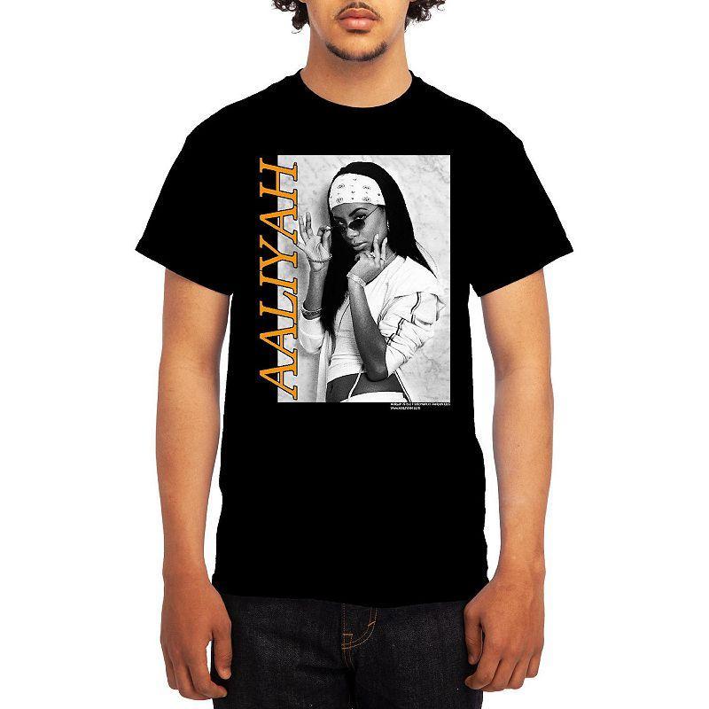Mens Aaliyah Yellow Letter Block Graphic Tee Grey Product Image