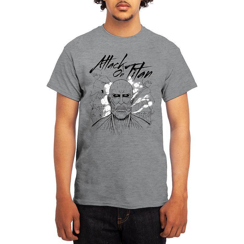 Men's Attack on Titan Alphabet Soup Graphic Tee, Size: Large, Grey Navy Product Image