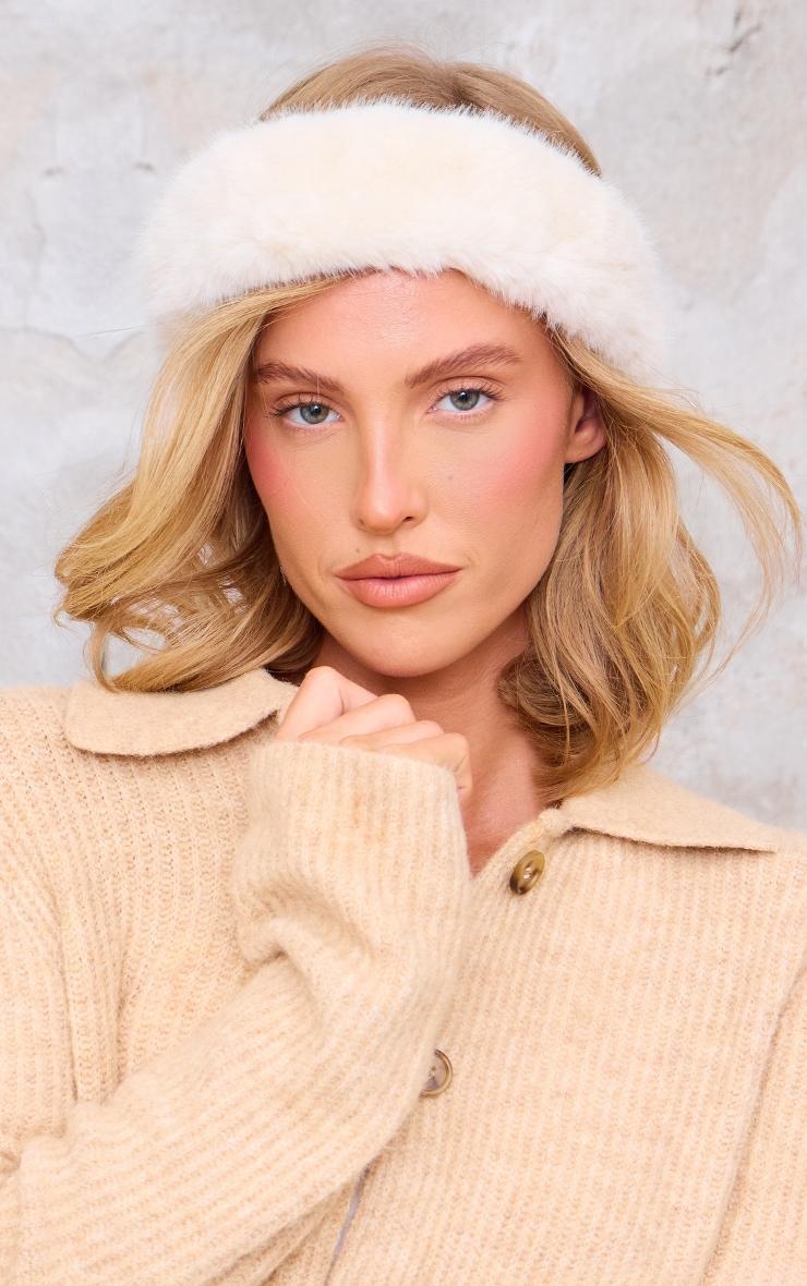 Cream Soft Faux Fur Headband  Product Image