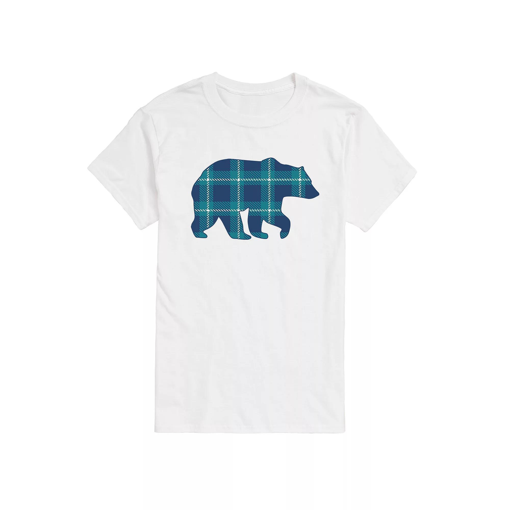 Big & Tall Navy Plaid Bear Tee, Mens Product Image