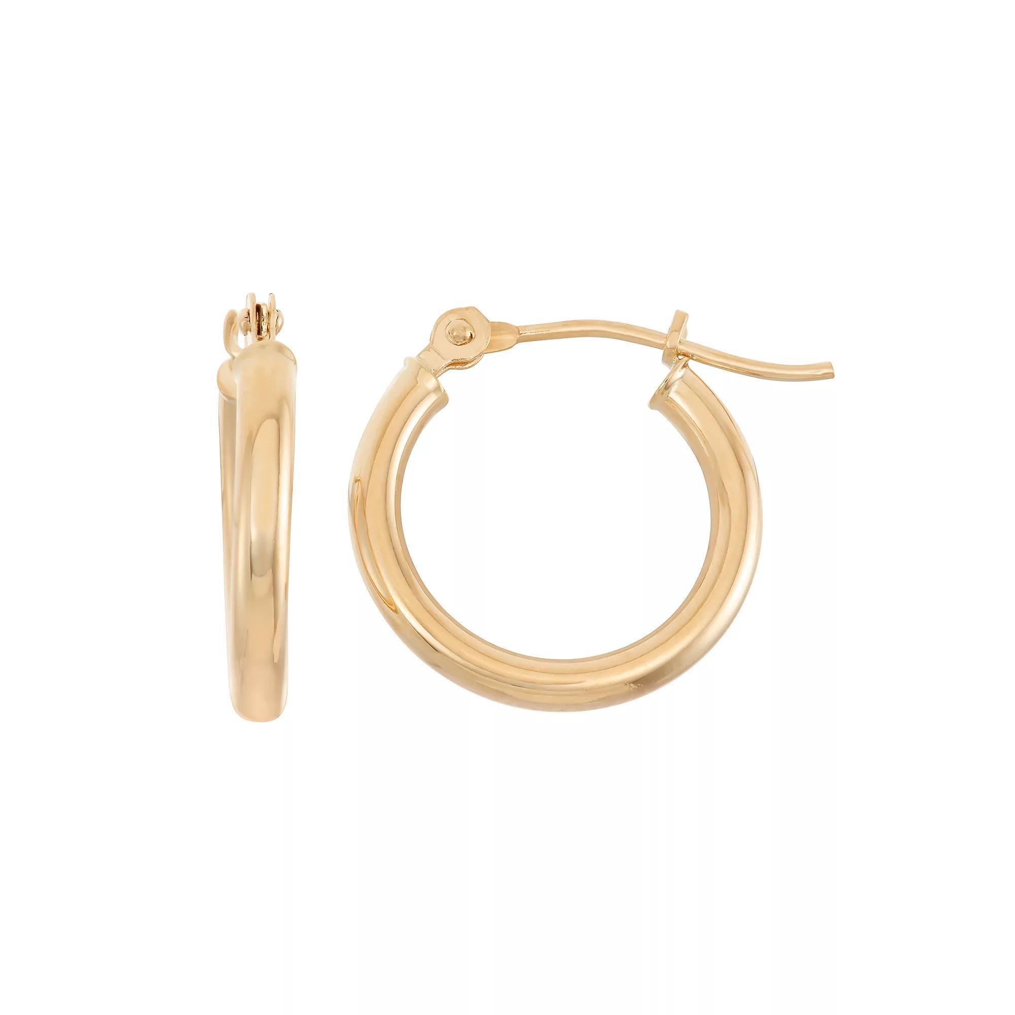 Jordan Blue 14k Gold Tube Hoop Earrings - 15 mm, Women's, Yellow Product Image