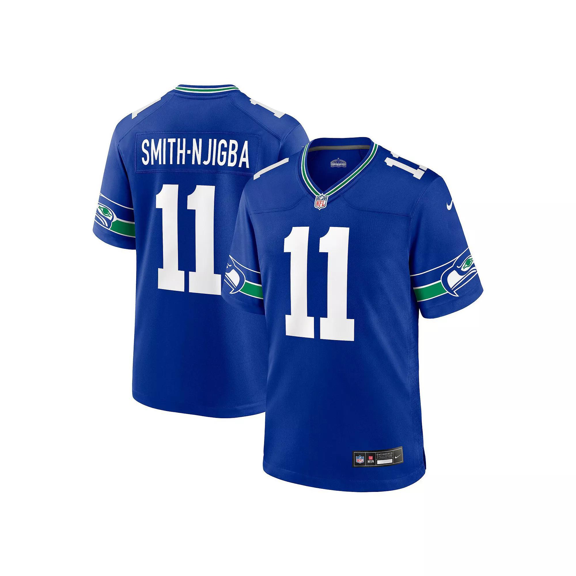 Men's Nike Jaxon Smith-Njigba Royal Seattle Seahawks Throwback Player Game Jersey, Size: XL, Blue Product Image