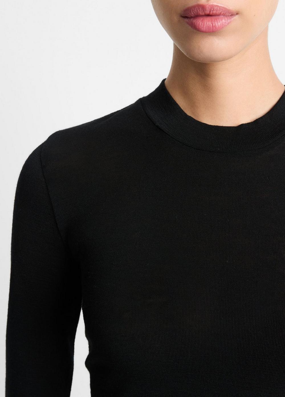 Womens Wool Three-quarter-Sleeve Mock-Neck Top, Dark Rosewood, Size M Vince Product Image