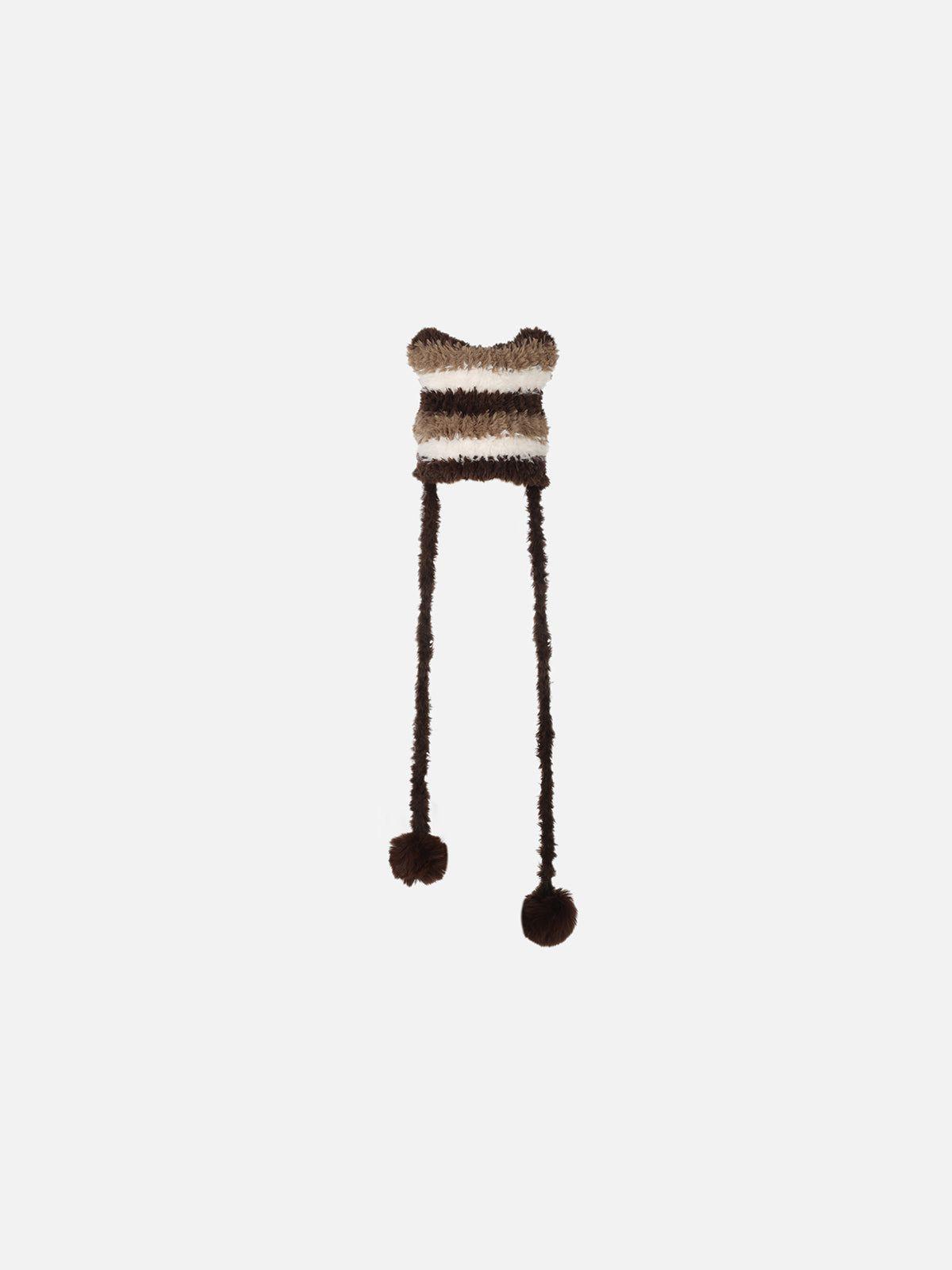 Stripe Plush Beanie Female Product Image