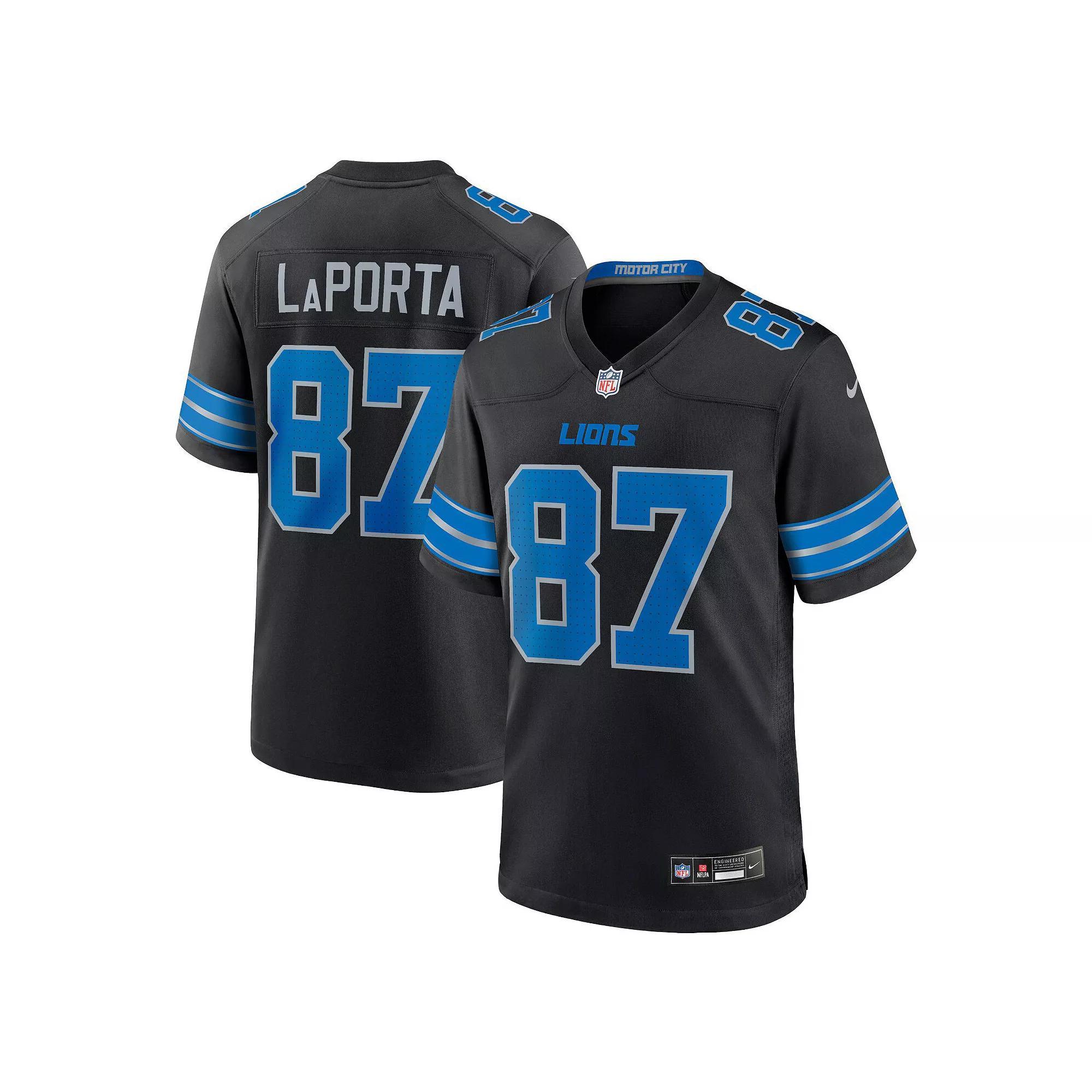 Men's Nike Sam LaPorta Black Detroit Lions 2nd Alternate Game Jersey, Size: Large Product Image