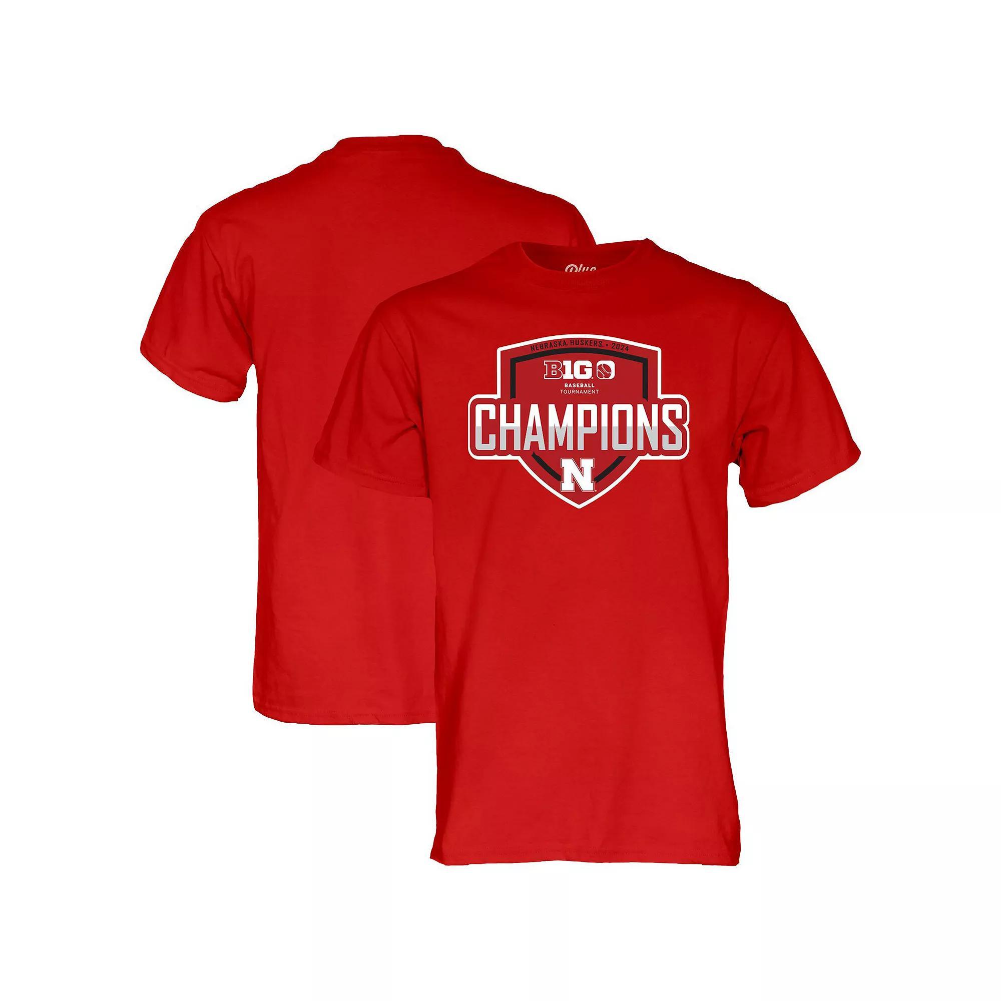 Men's Blue 84 Red Nebraska Huskers 2024 Big 10 Baseball Conference Tournament Champions Locker Room T-Shirt, Size: 2XL Product Image