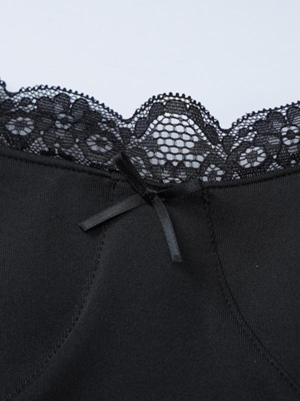 Lace Paneling Black Slim Fit Cami Top Product Image