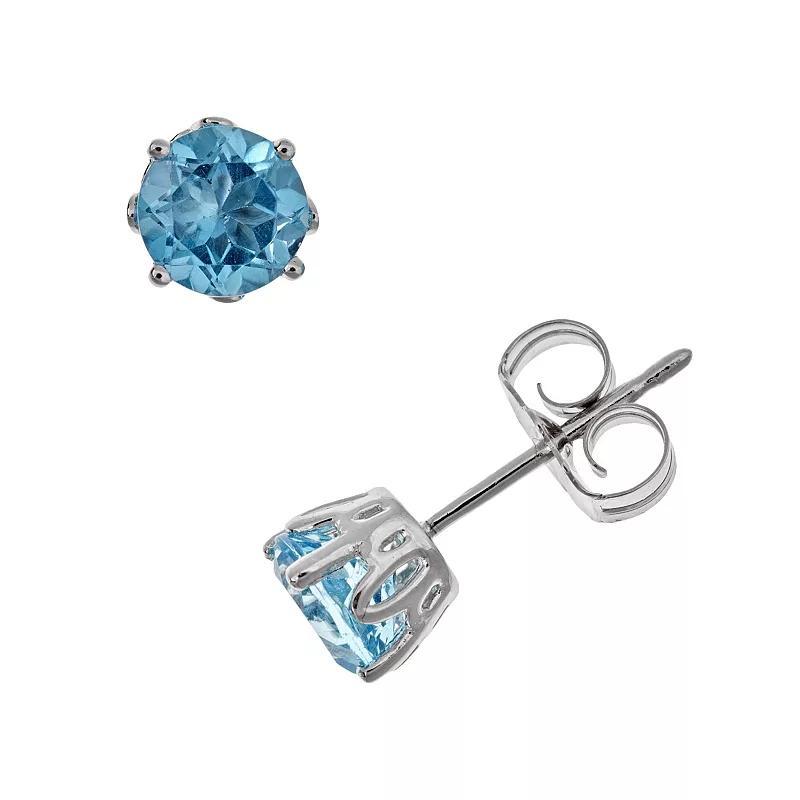Celebration Gems Sterling Silver Aquamarine Stud Earrings, Women's, Blue Product Image