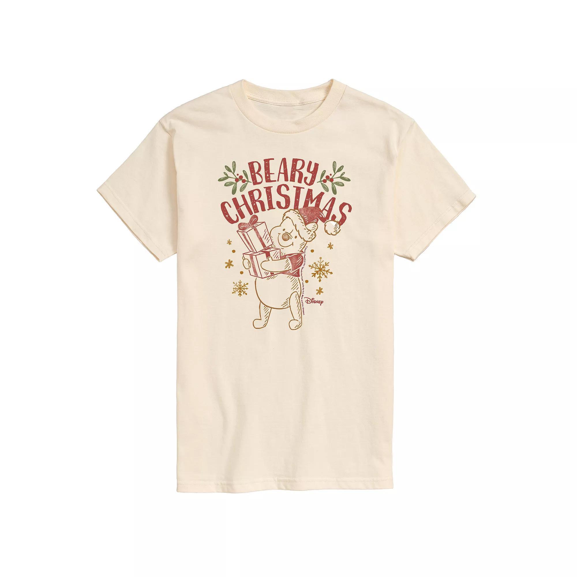 Disney's Winnie The Pooh Men's Beary Christmas Graphic Tee, Size: Medium, Beige Product Image