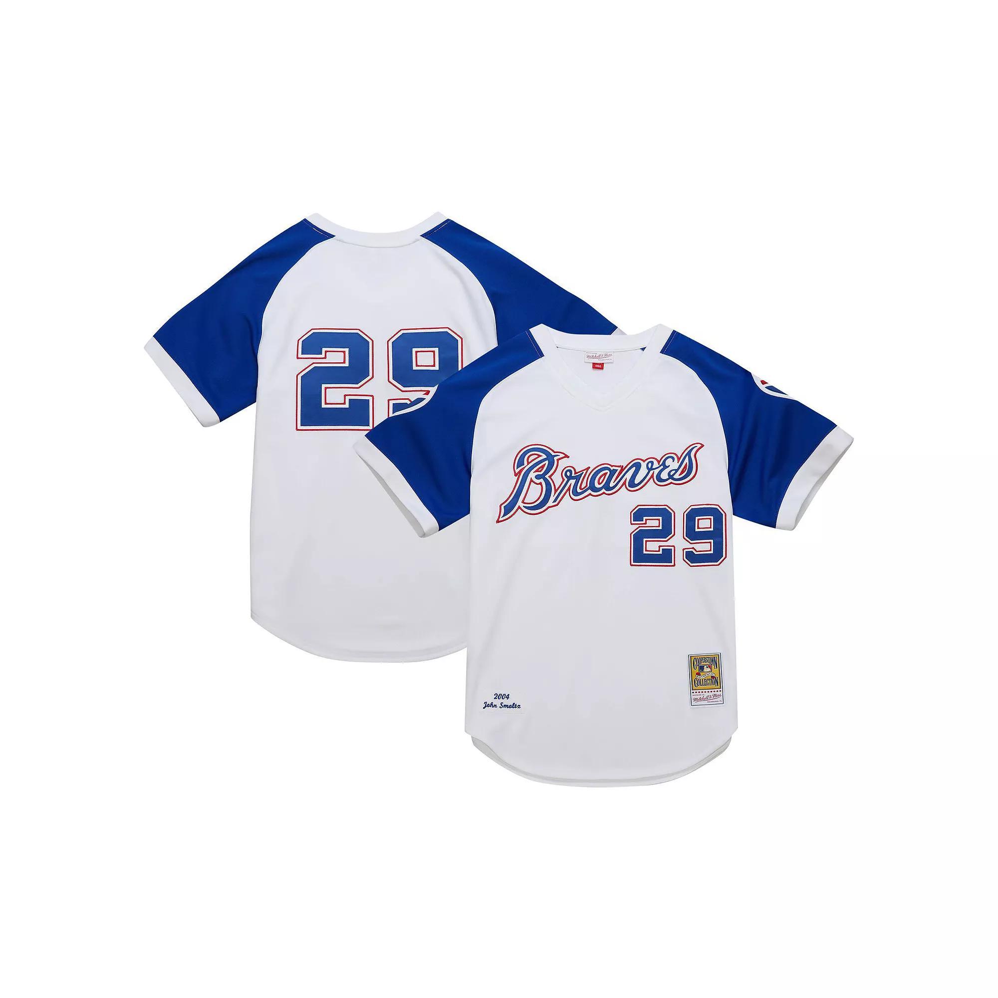 Men's Mitchell & Ness John Smoltz White Atlanta Braves 2004 Cooperstown Collection Authentic Throwback Jersey, Size: 4XL Product Image