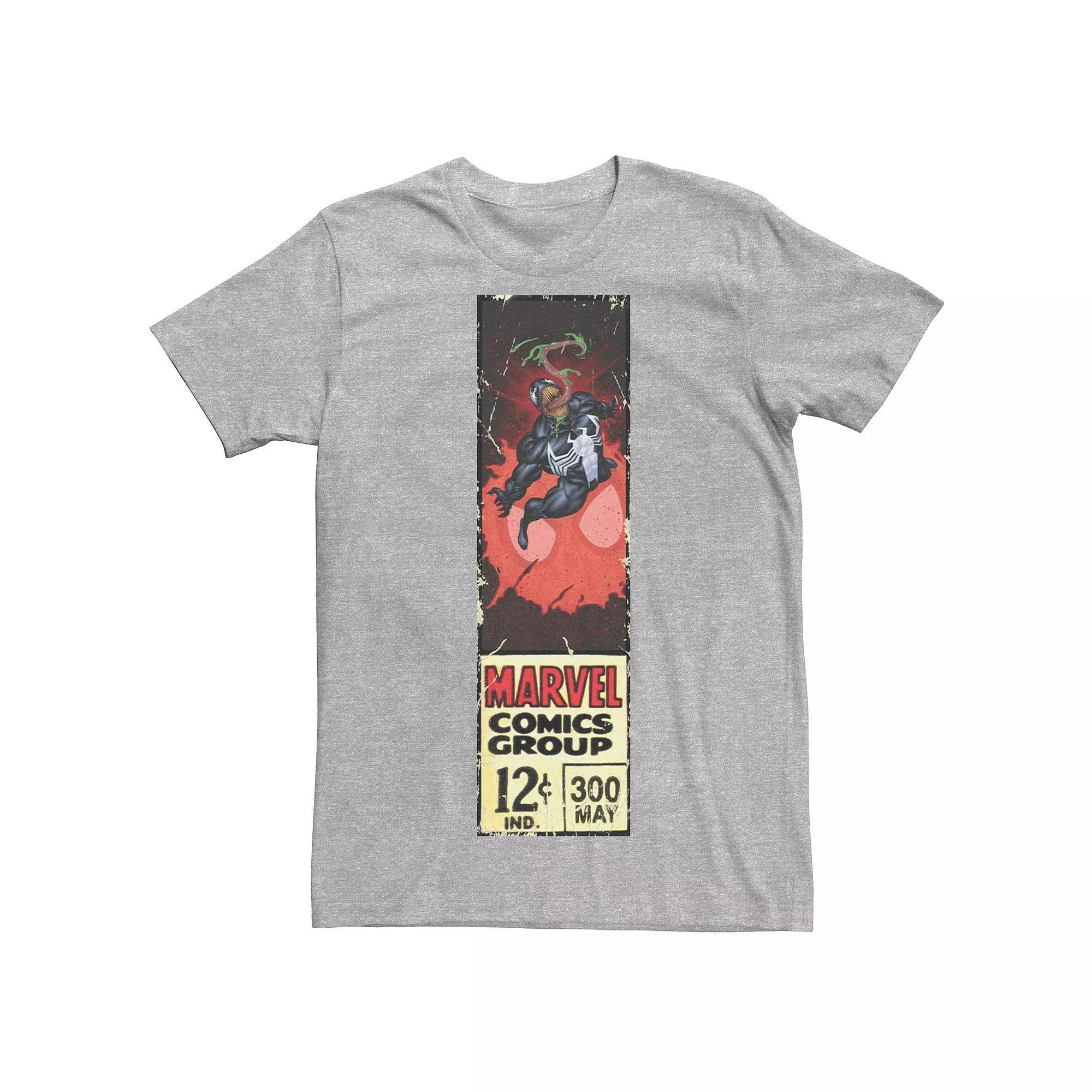 Mens Marvels Venom Comic Label Tee Athletic Grey Product Image