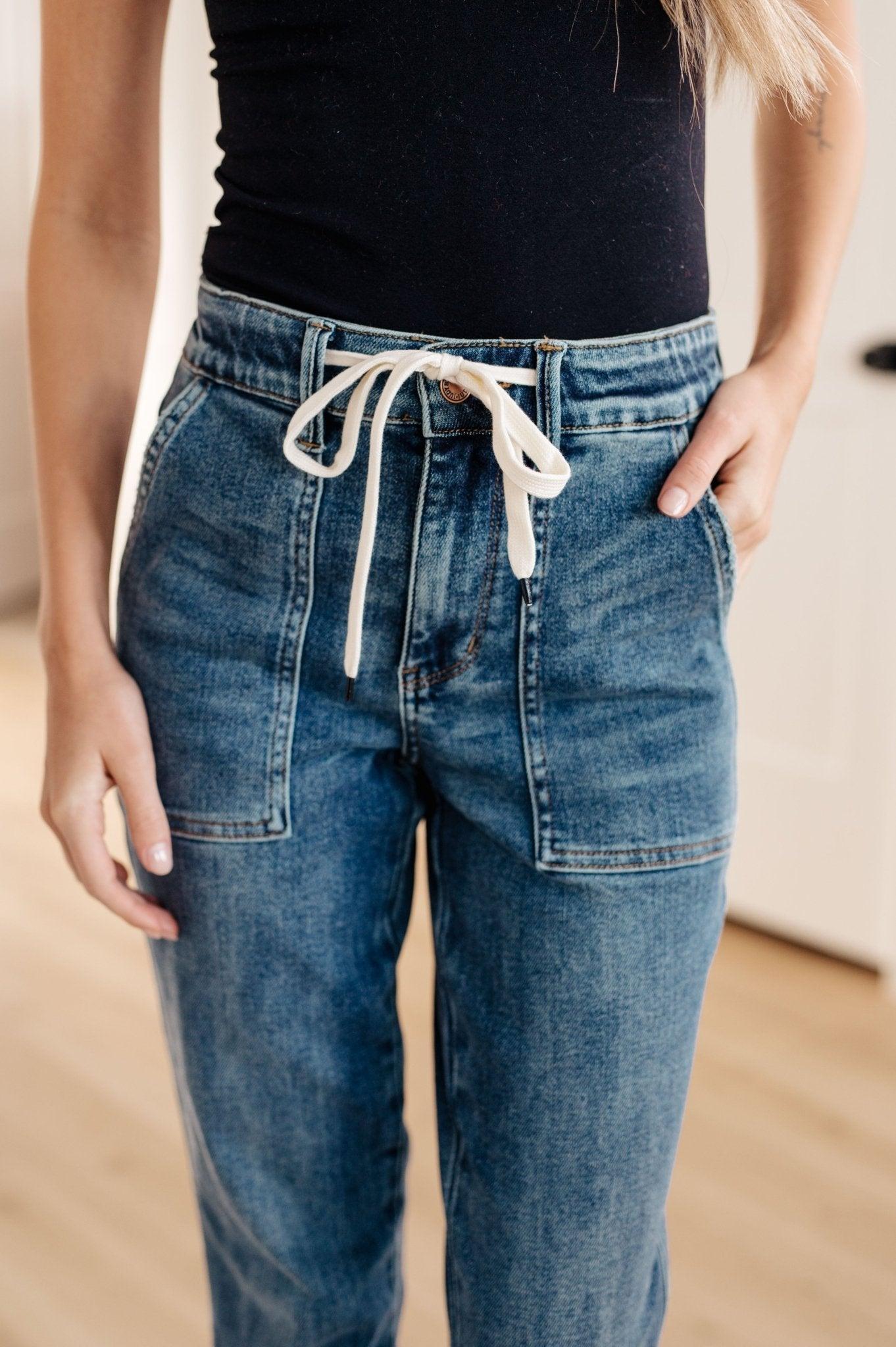 Charlene High Rise Contrast Thread Jogger in Ecru (Online Exclusive) Product Image