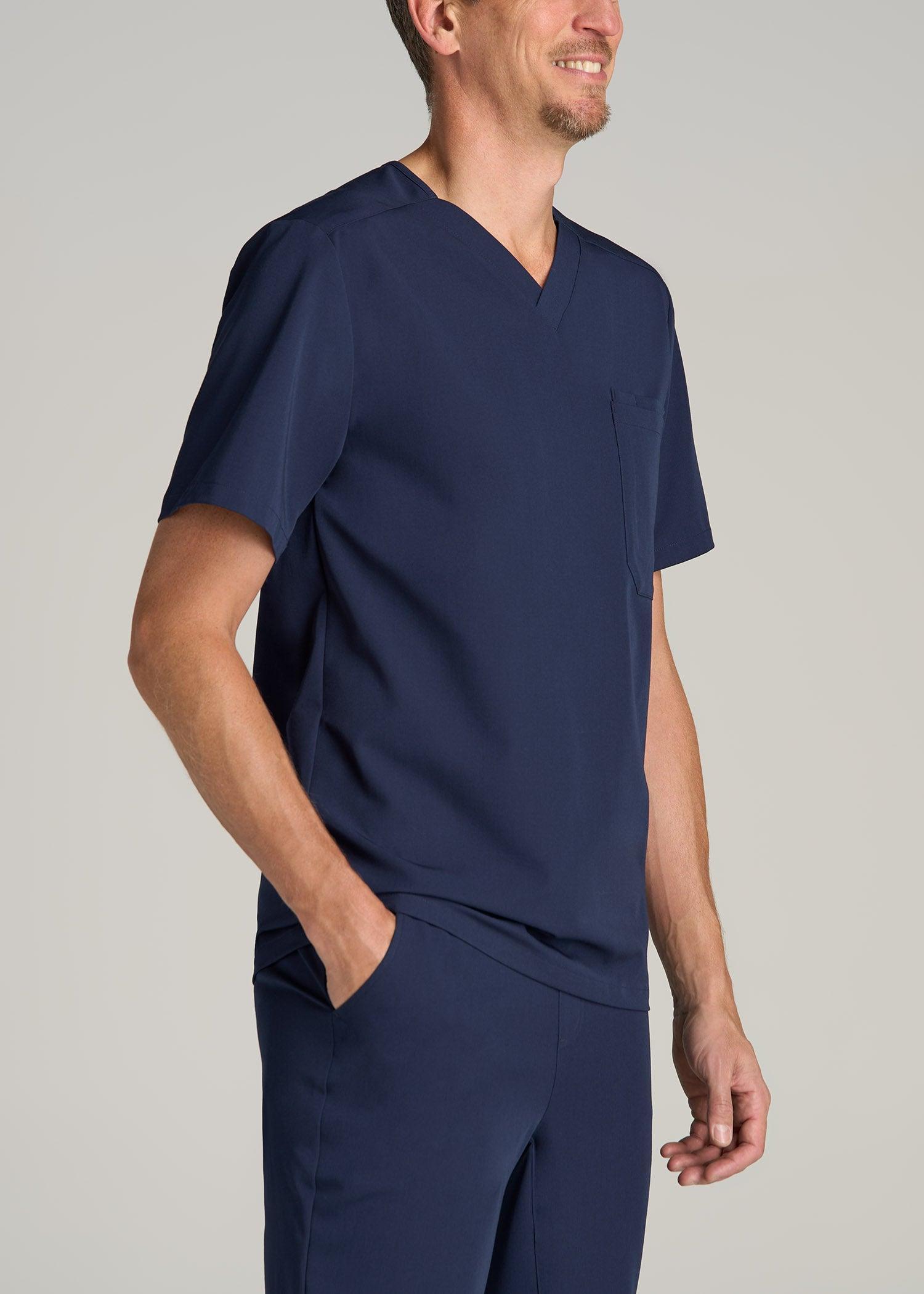 Short-Sleeve V-Neck Scrub Top for Tall Men in Patriot Blue Product Image
