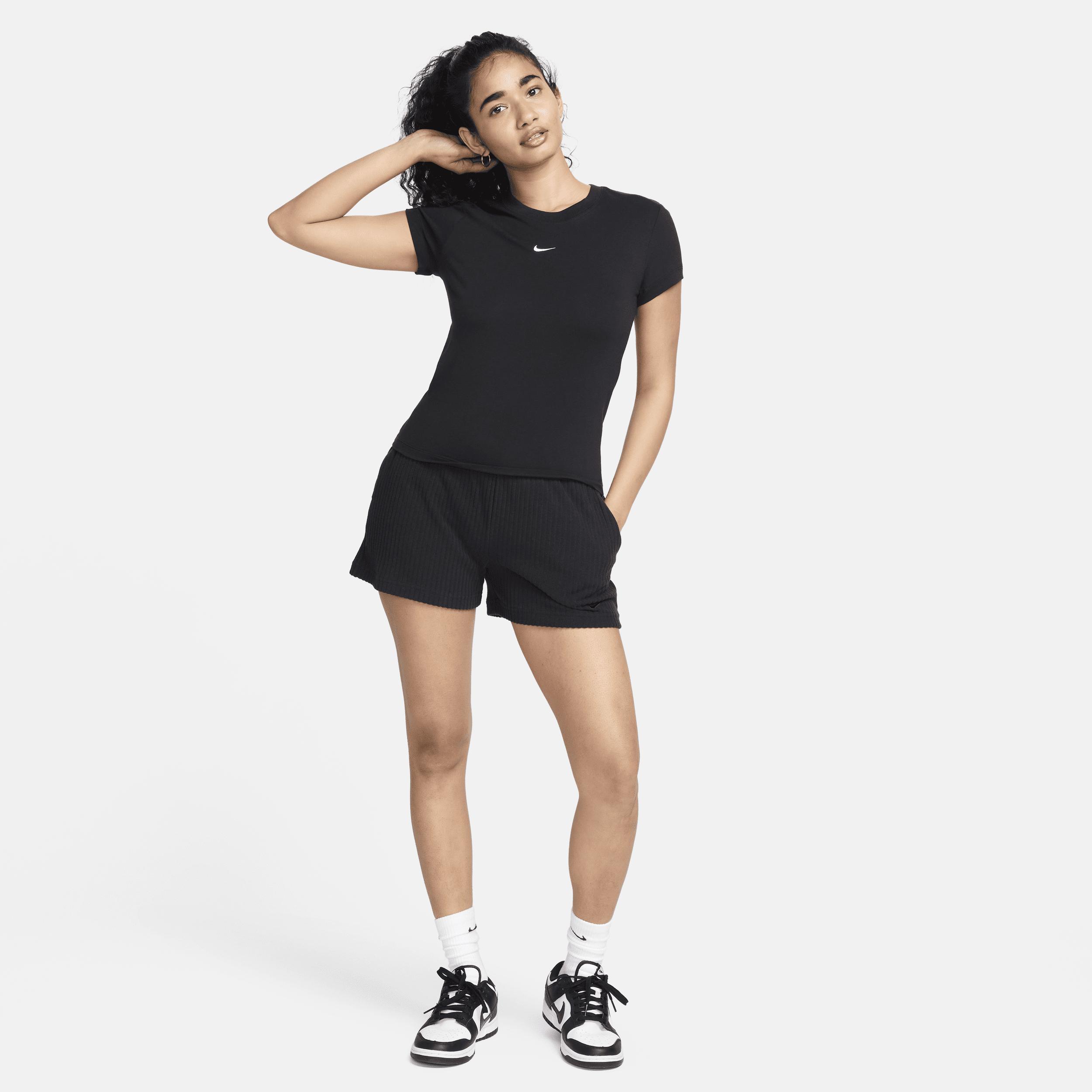 Women's Nike Sportswear Chill Swoosh Knit Tee, Size: XXL, Black Product Image