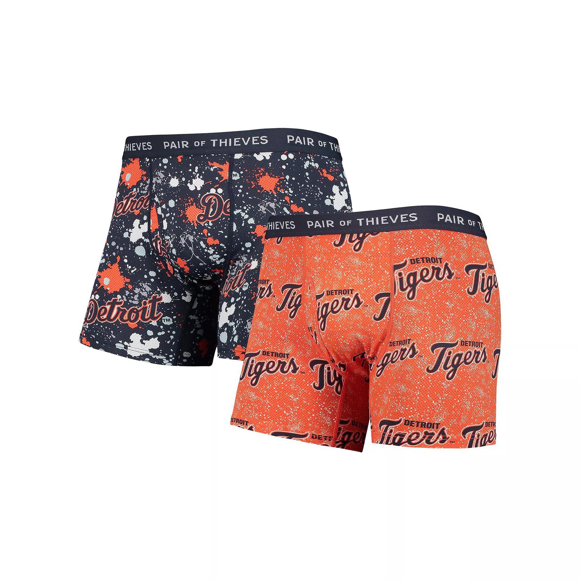 Men's Pair of Thieves Orange/Navy Detroit Tigers Super Fit 2-Pack Boxer Briefs Set, Size: Small Product Image