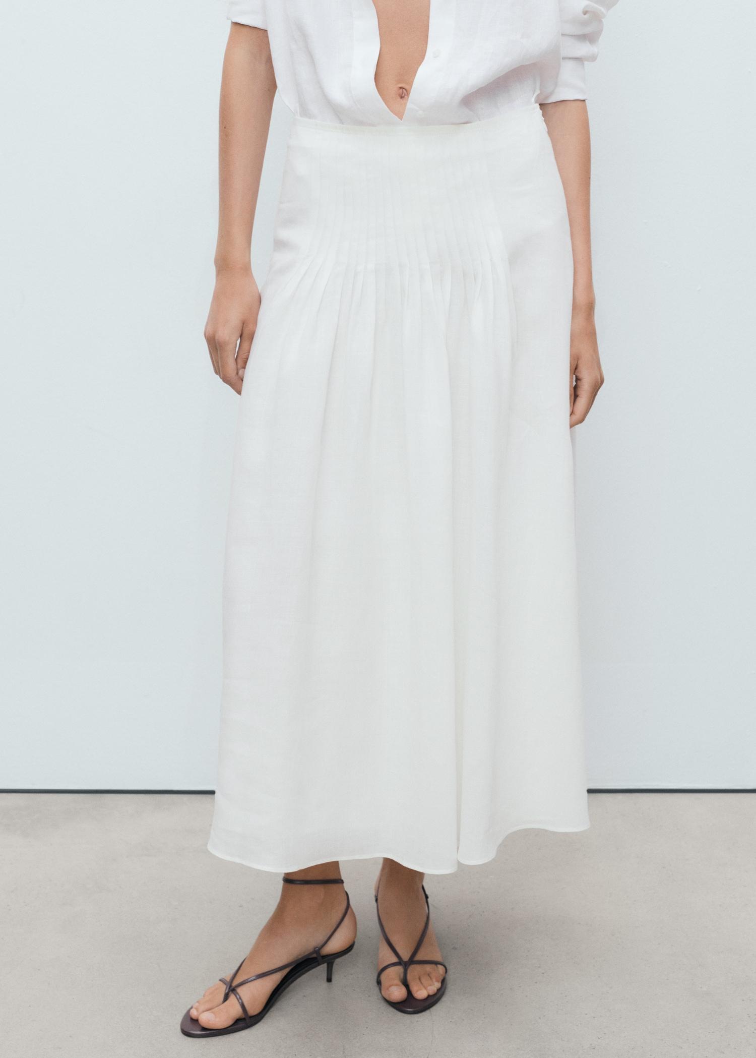 Ramie pleated skirt - Women | MANGO USA Product Image