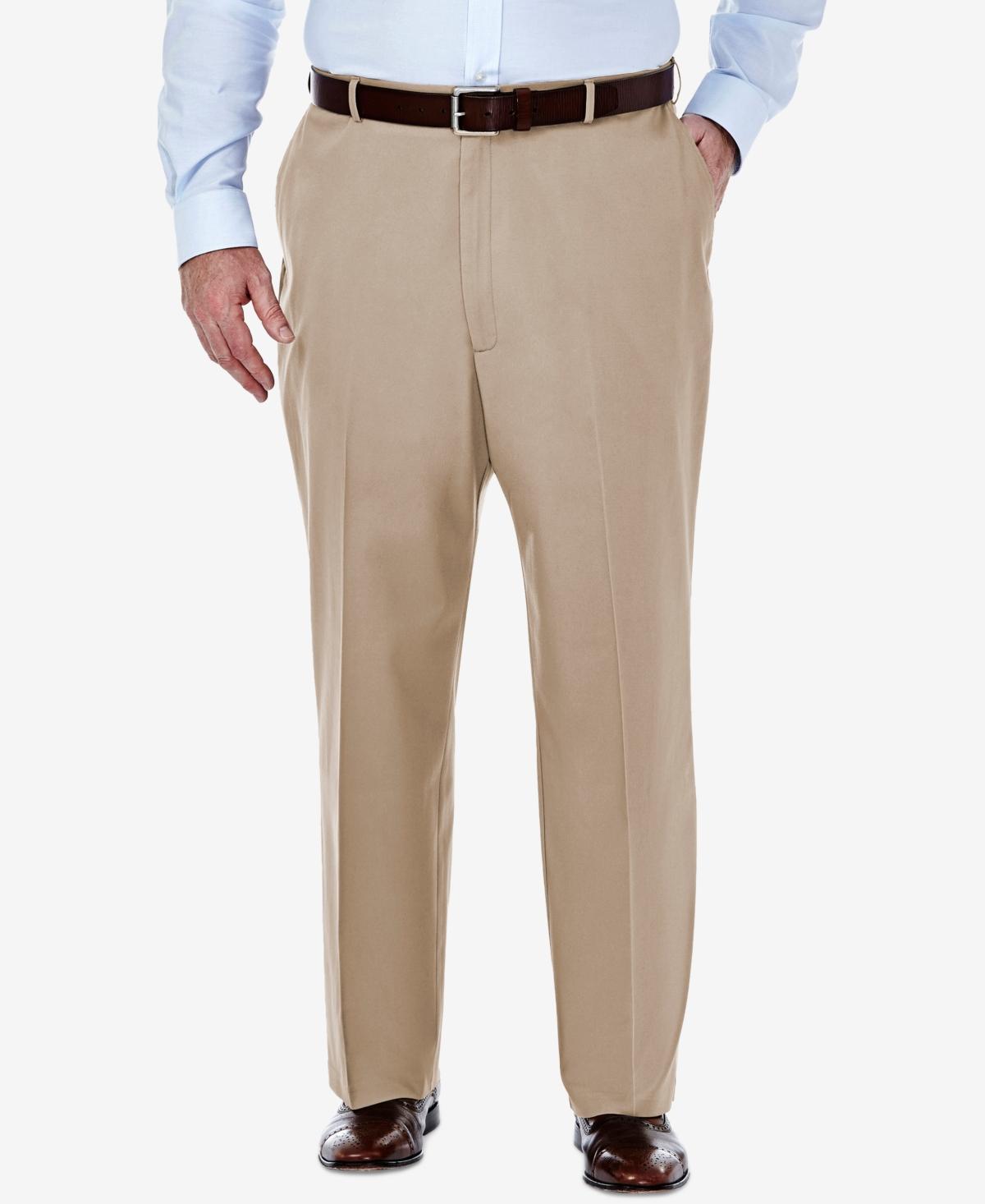 Big & Tall Haggar® Premium Stretch No-Iron Khaki Flat-Front Pants, Men's, Size: 44X30, Dark Blue Product Image
