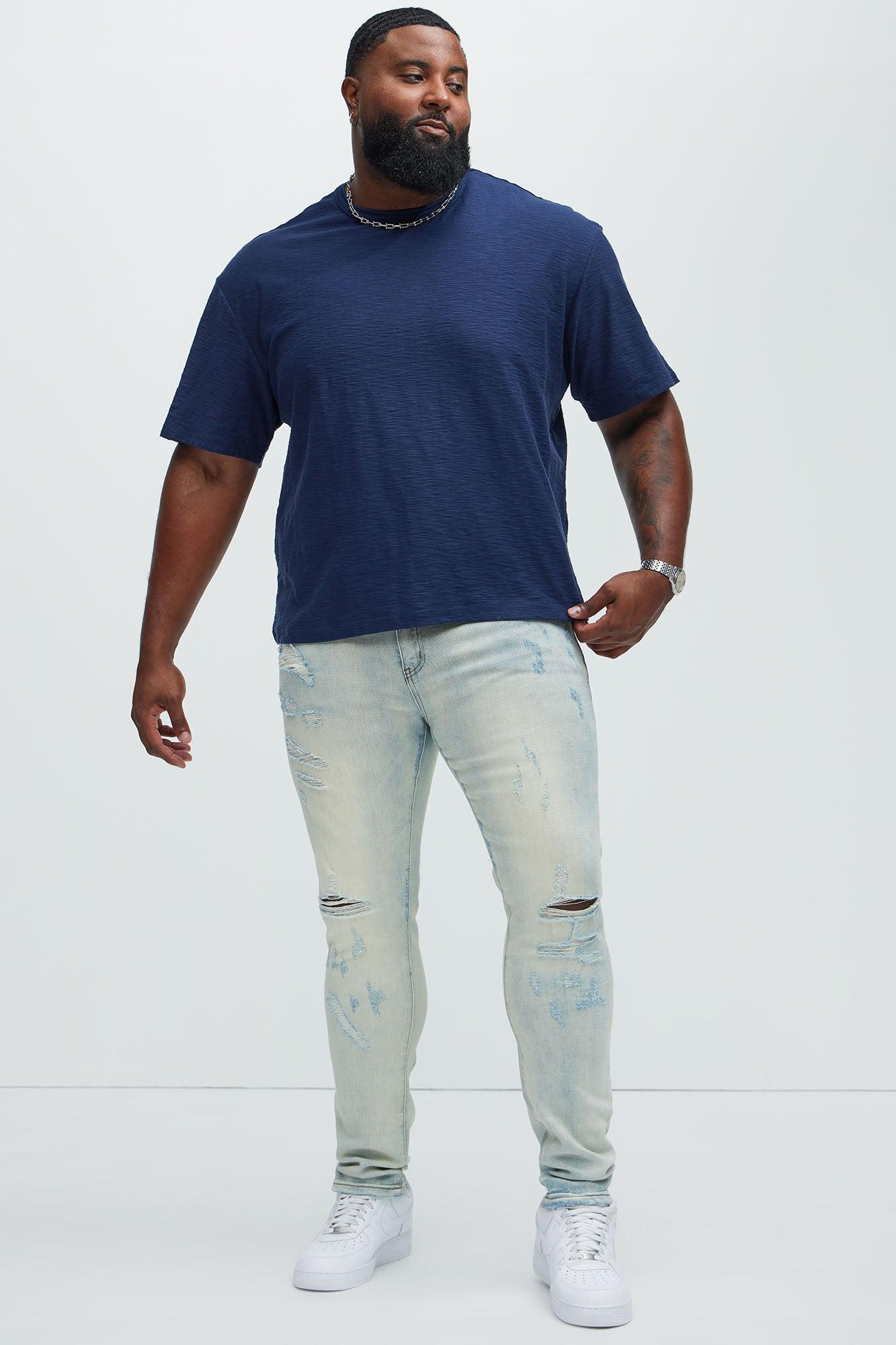 Asher Slub Texture Short Sleeve Tee - Navy Product Image