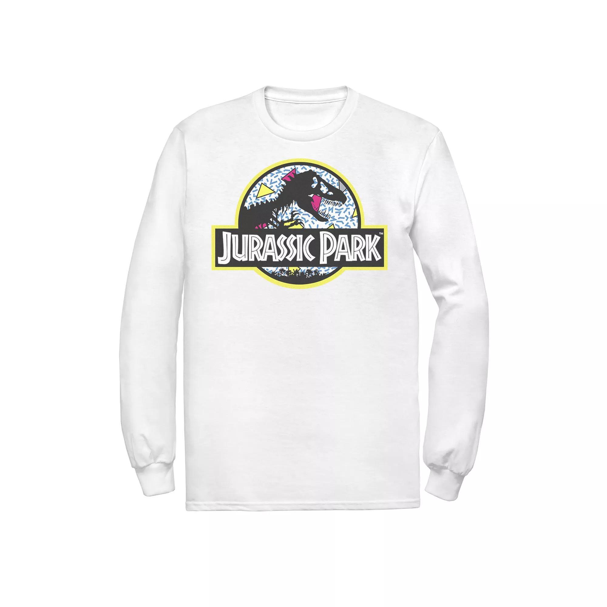 Men's Jurassic Park Blue Retro Classic Icon Tee, Size: Large, White Product Image