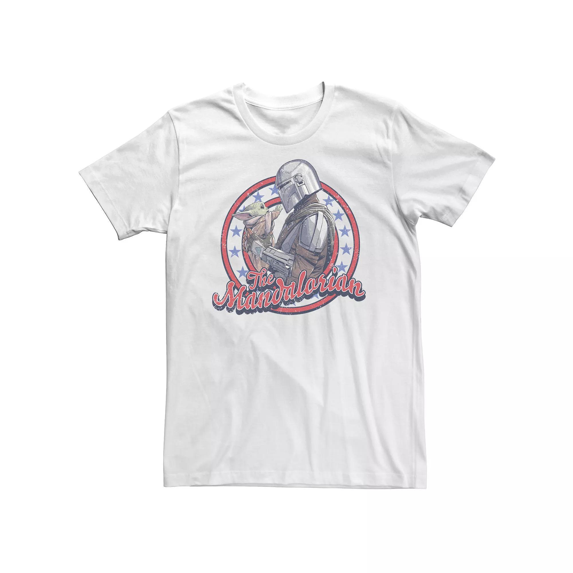 Big & Tall Star Wars: The Mandalorian Fourth Of July Mando & Grogu Tee, Men's, Size: 3XL Tall, White Product Image