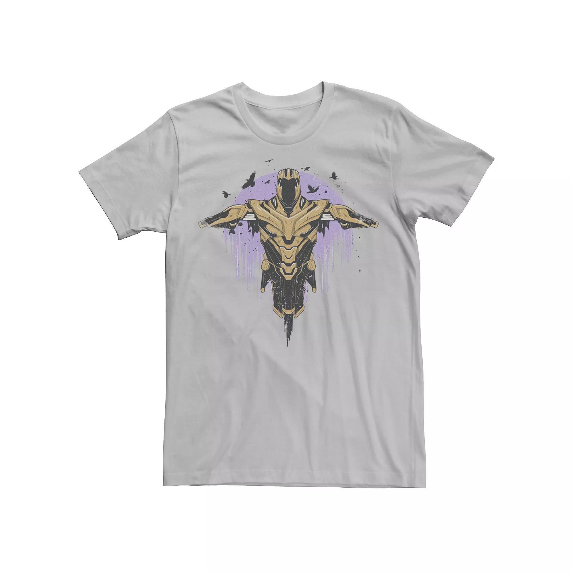 Men's Marvel Avengers Endgame Thanos Armor Painted Fade Portrait Graphic Tee, Size: Medium, Silver Product Image