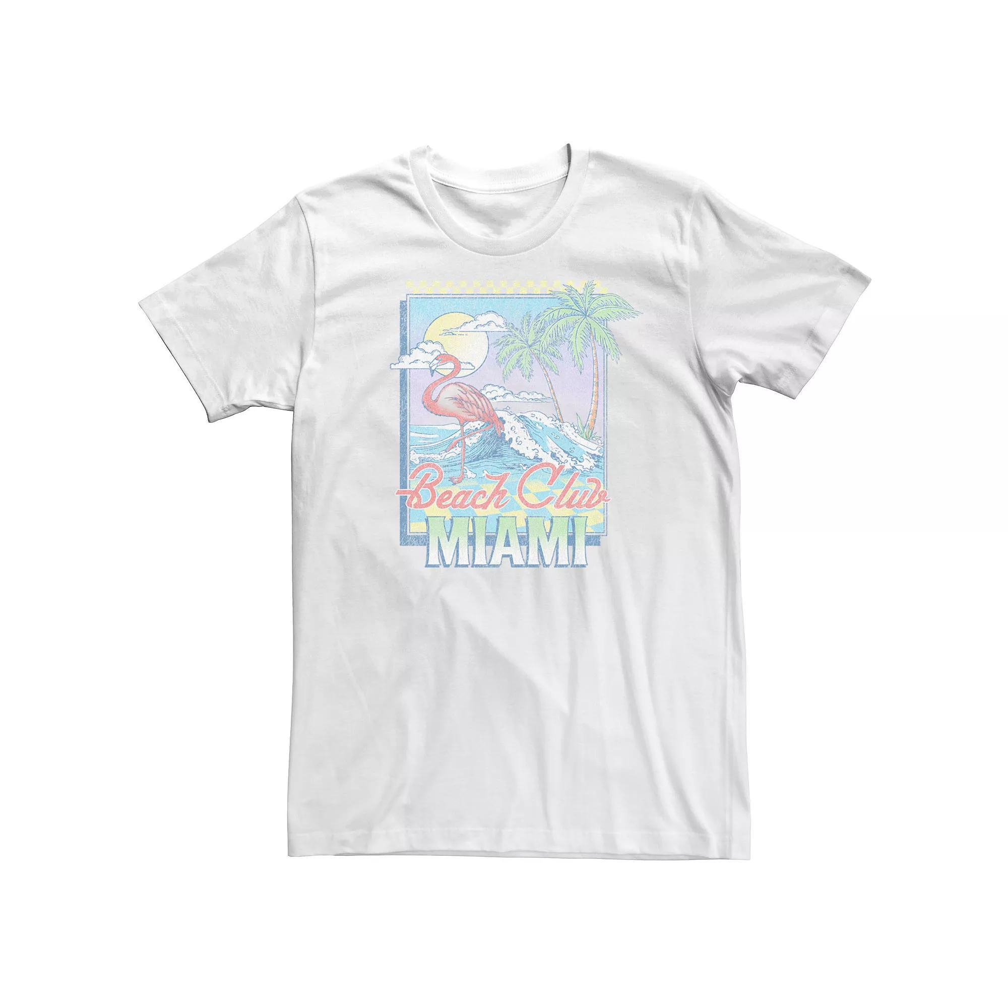 Big & Tall Flamingo Beach Club Miami Stamp Graphic Tee, Men's, Size: 3XL Tall, White Product Image