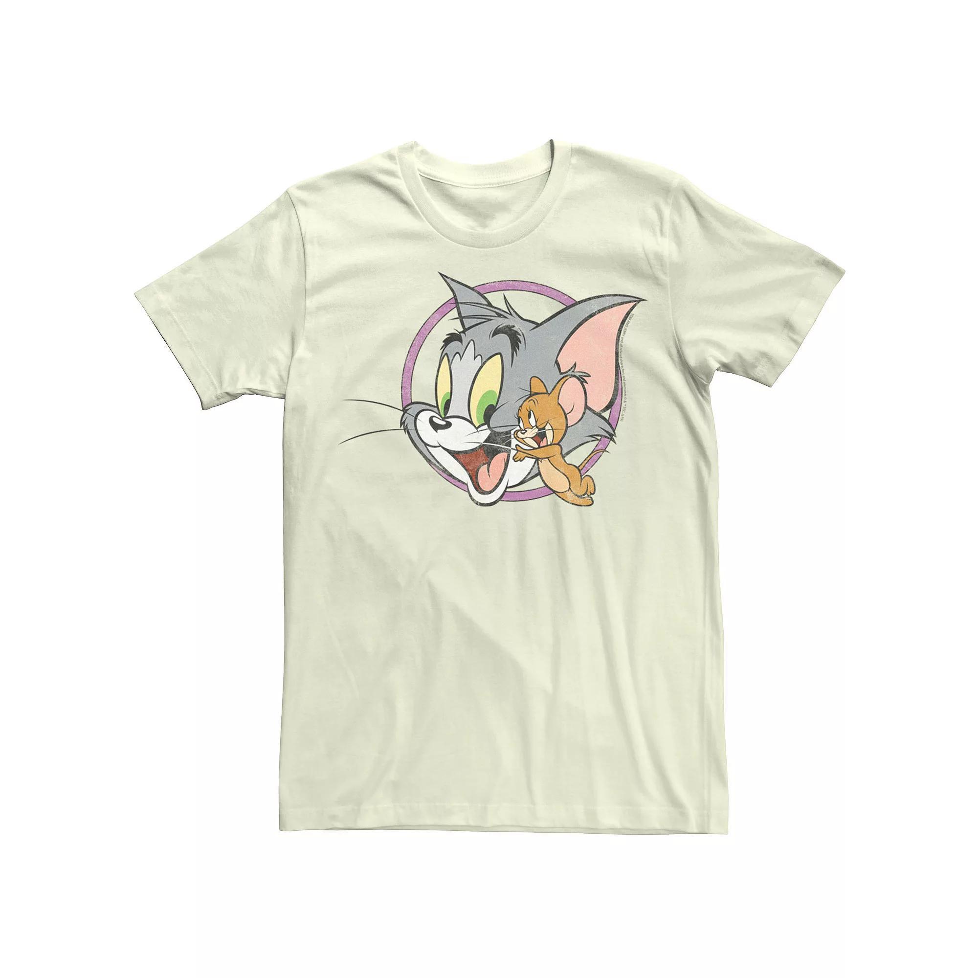 Men's Looney Tunes Tom & Jerry Distorted Portrait Tee, Size: Medium, Natural Product Image
