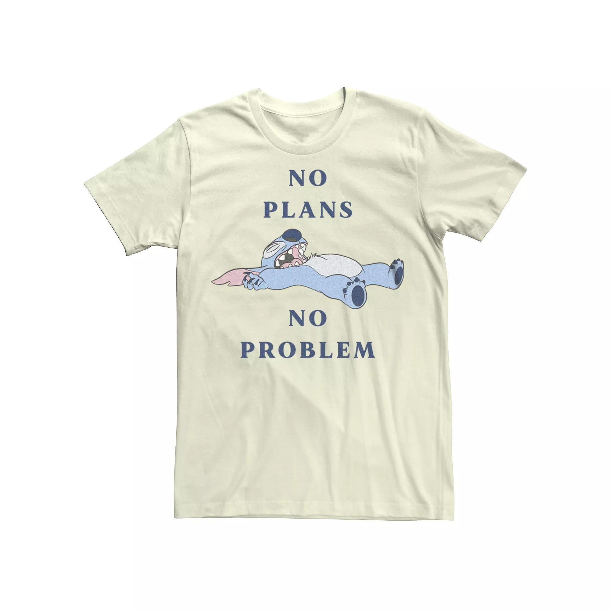 Disney's Lilo & Stitch No Plans No Problem Stitch Juniors' Boyfriend Graphic Tee, Women's, Size: Medium, Natural Product Image