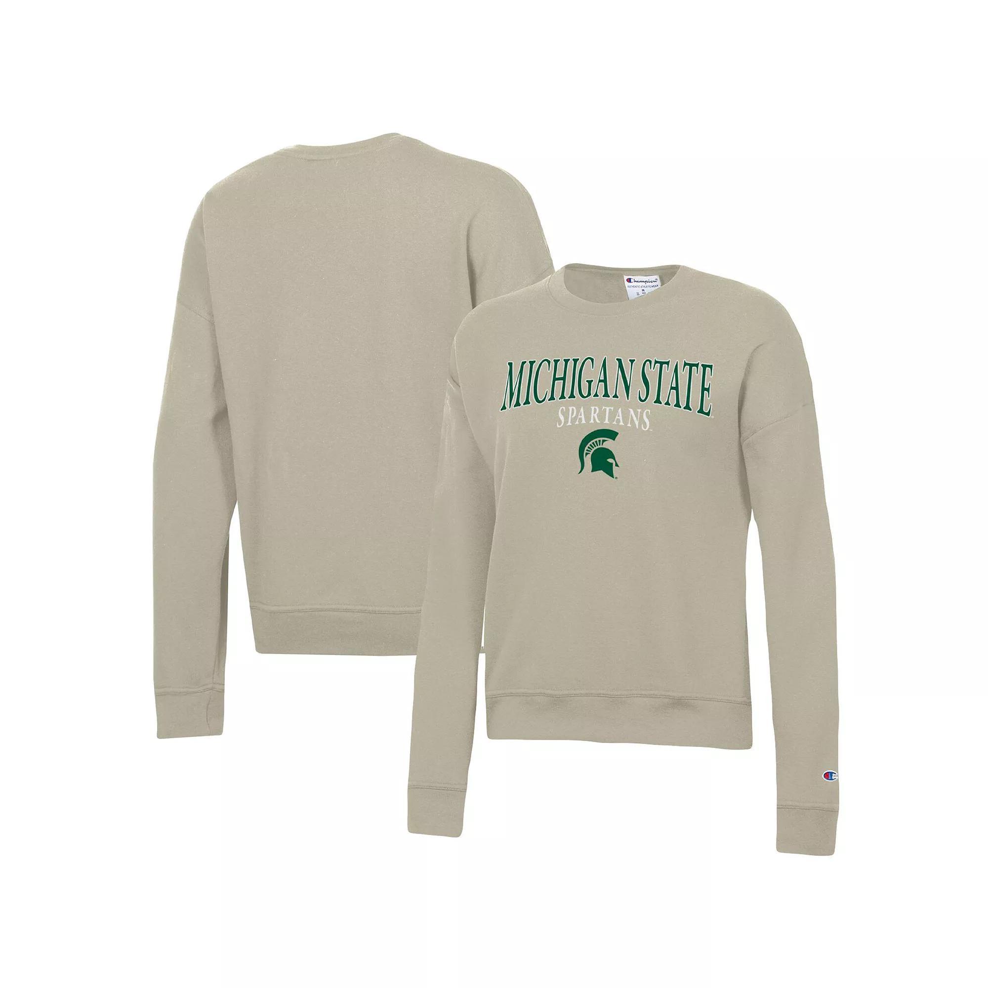 Women's Champion Tan Michigan State Spartans Powerblend Pullover Sweatshirt, Size: 2XL, Team Product Image