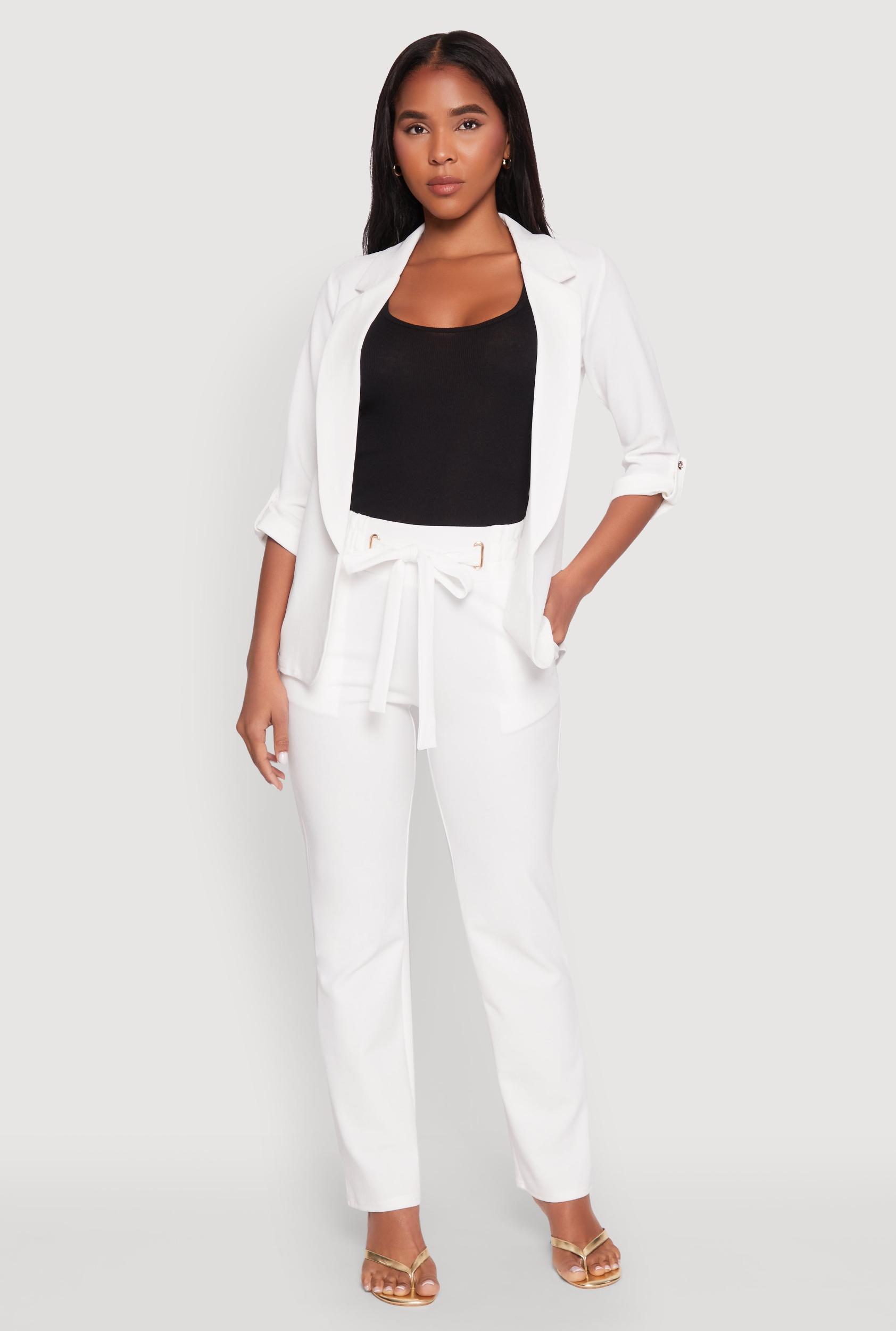 Womens Crepe Knit Tie Front Dress Pants Product Image