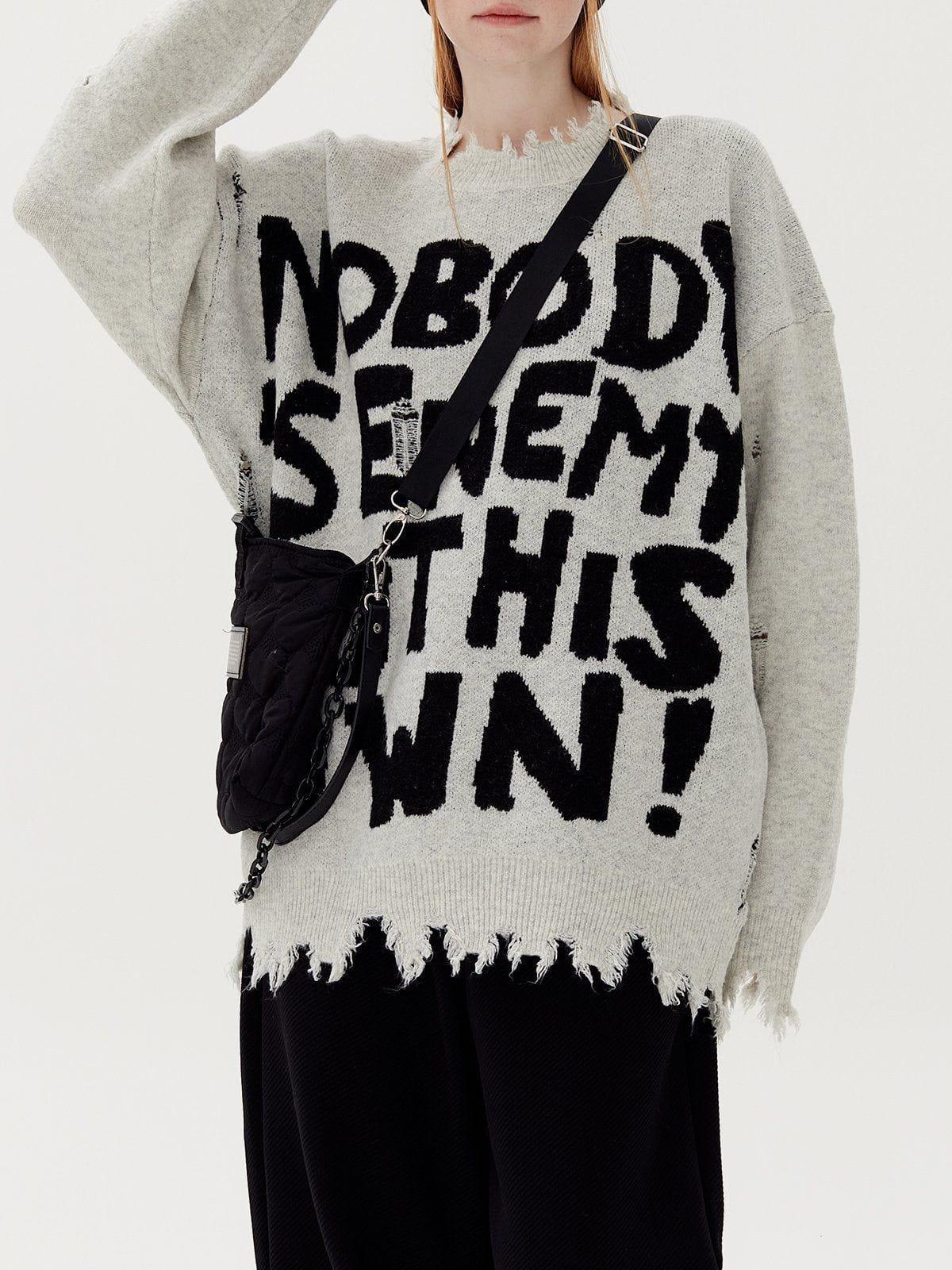 Aelfric Eden Letters Ripped Hole Sweater Product Image