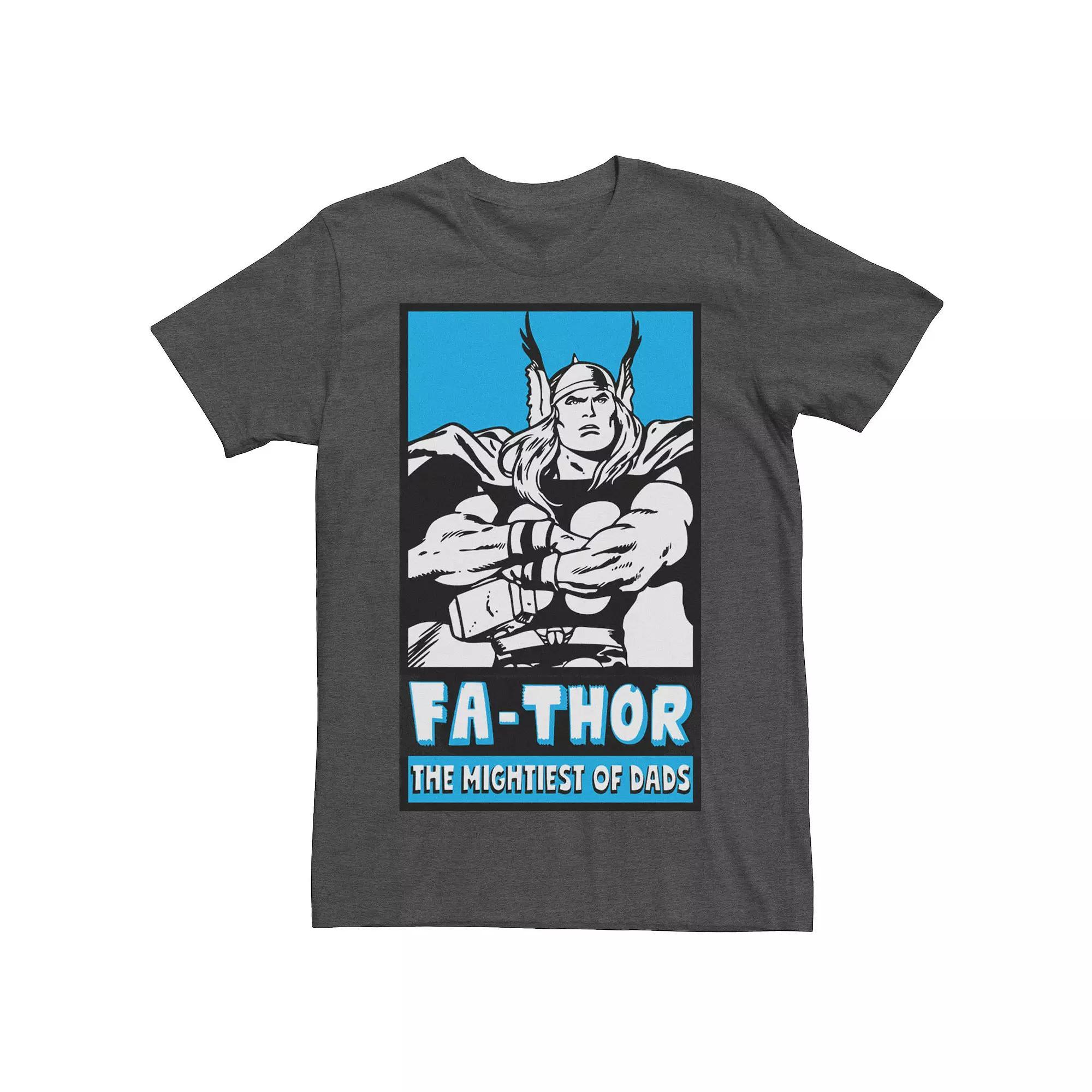 Men's Marvel Thor Mightiest Of Dads Retro Poster Father's Day Tee, Size: Medium, Grey Heather Product Image