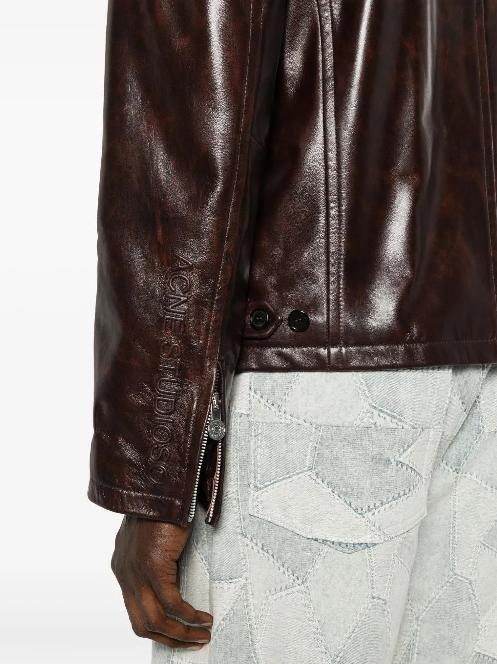 zip-up leather jacket Product Image