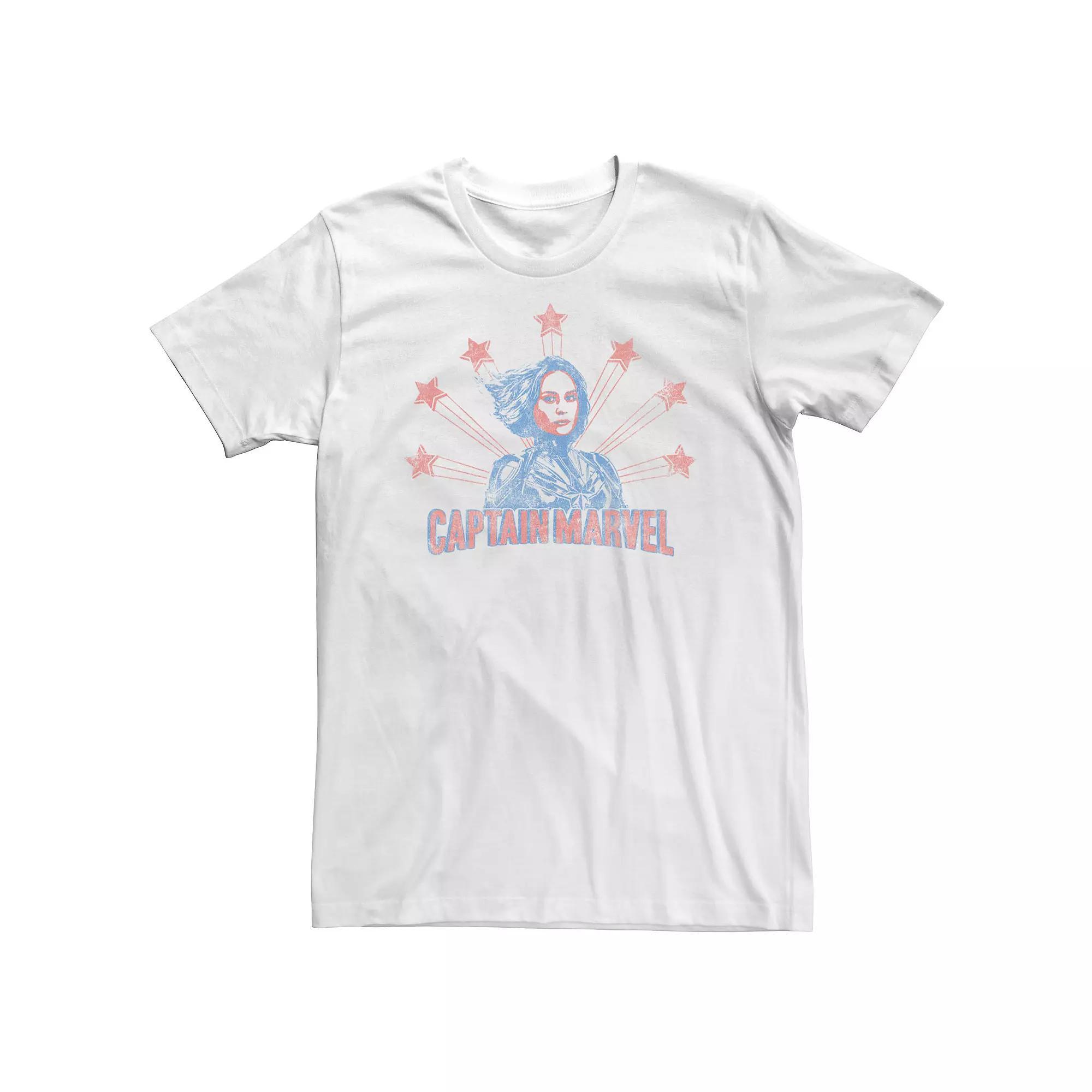 Big & Tall Captain Marvel Distressed Portrait Tee, Men's, Size: 5XL, White Product Image