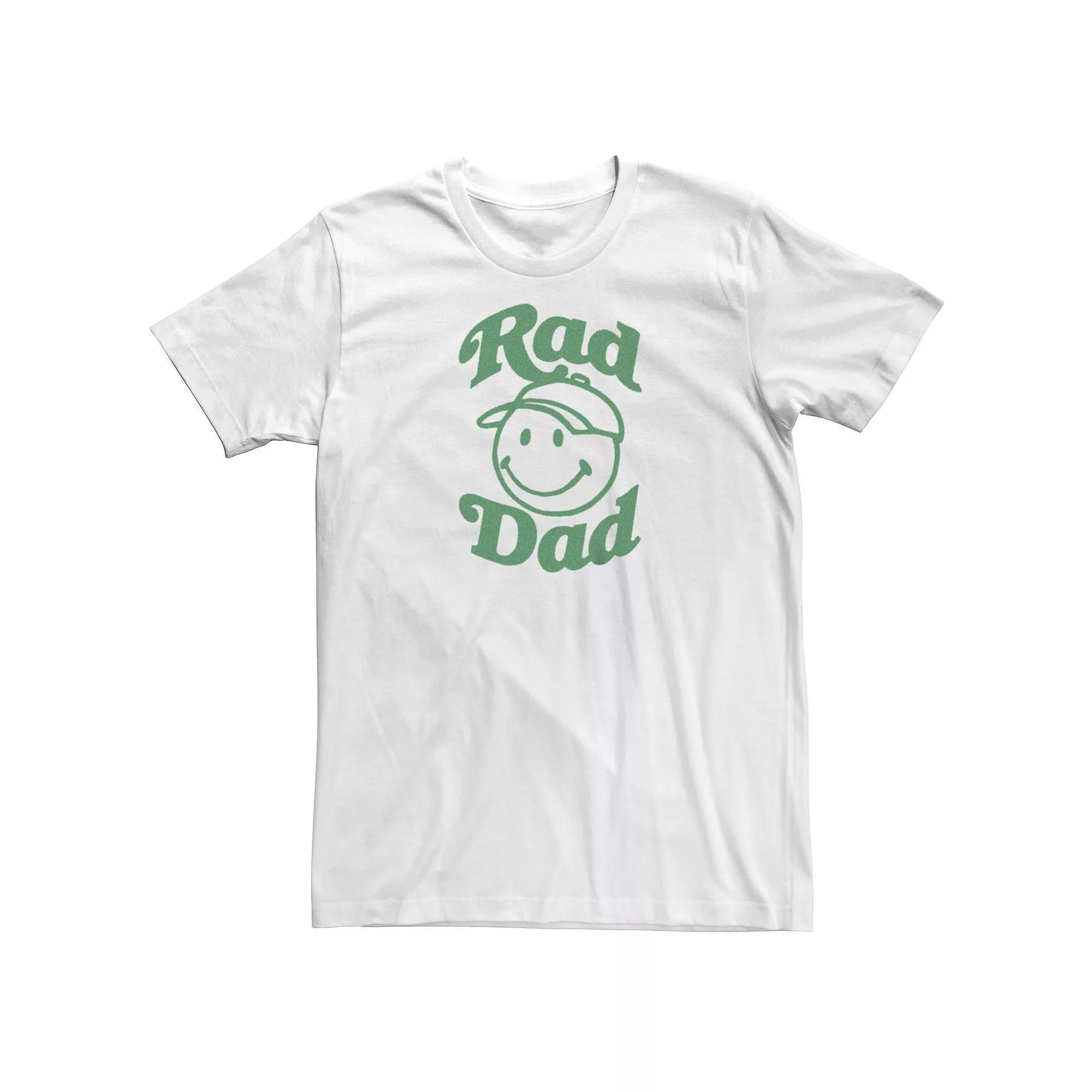 Men's Rad Dad Smiley Face With Cap Graphic Tee, Size: 4XL, Athletic Grey Product Image