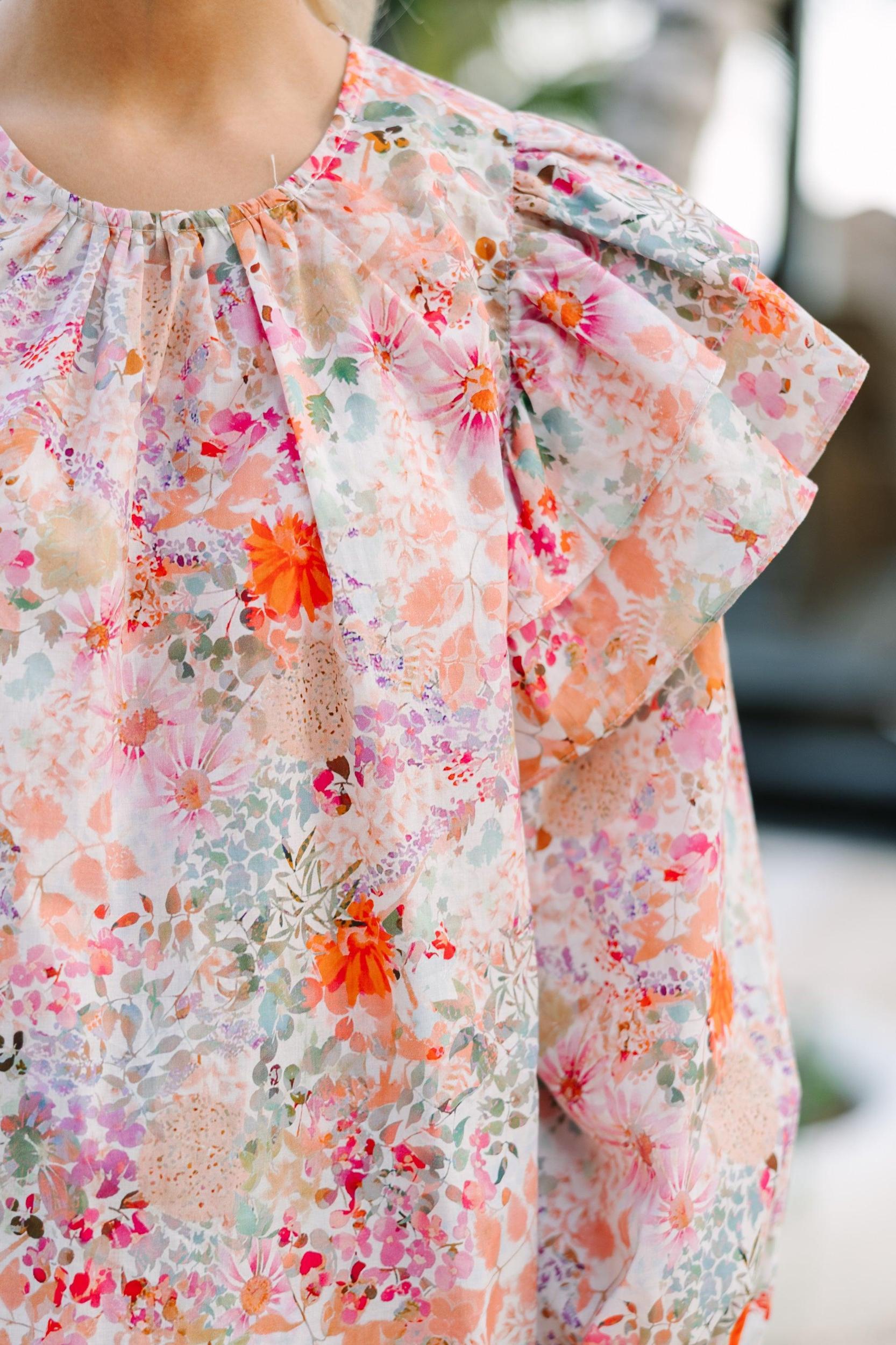Feeling At Peace Pink Ditsy Floral Blouse Female Product Image