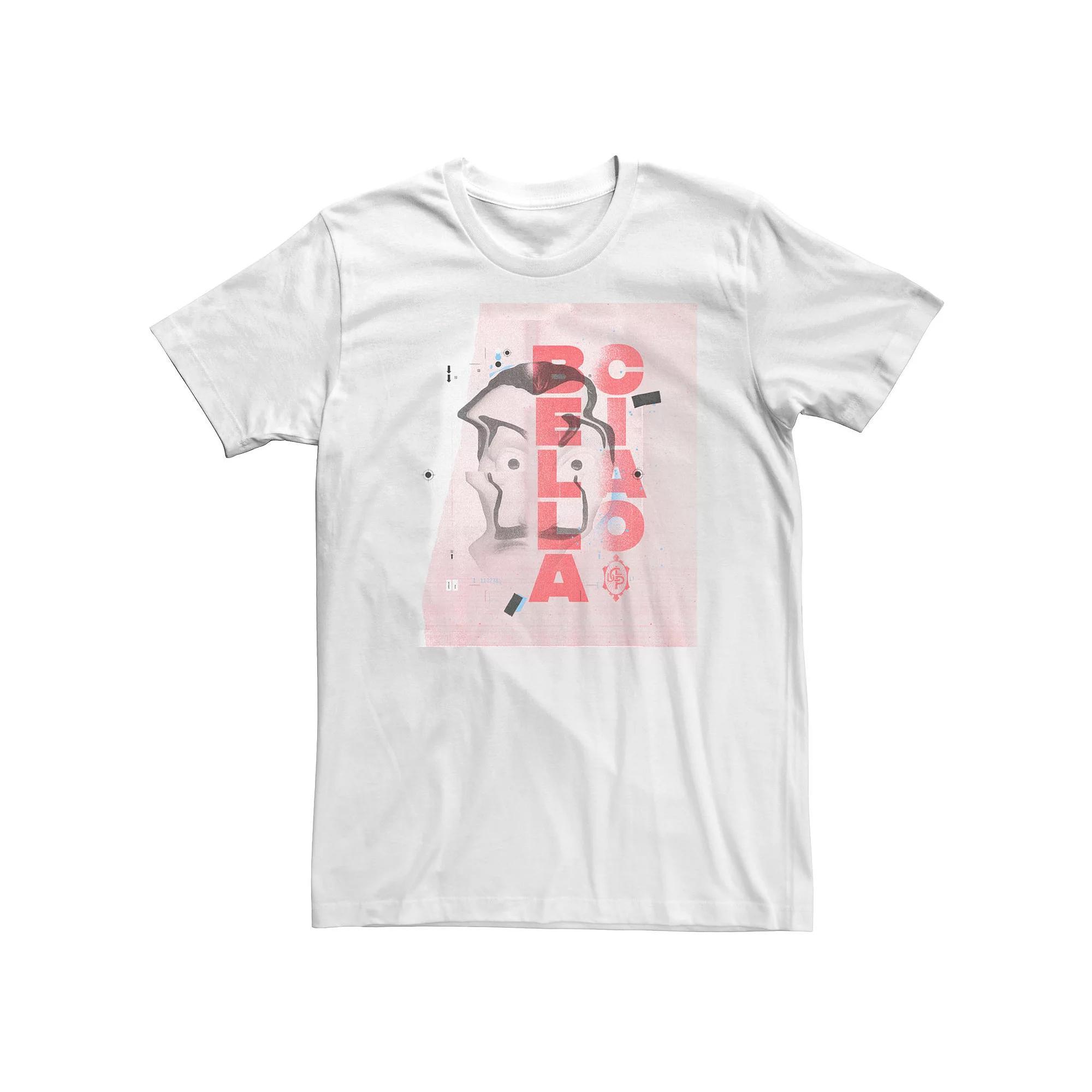 Big & Tall Netflix La Casa De Papel Warped Mask Tee, Men's, Size: XXL Tall, White Product Image