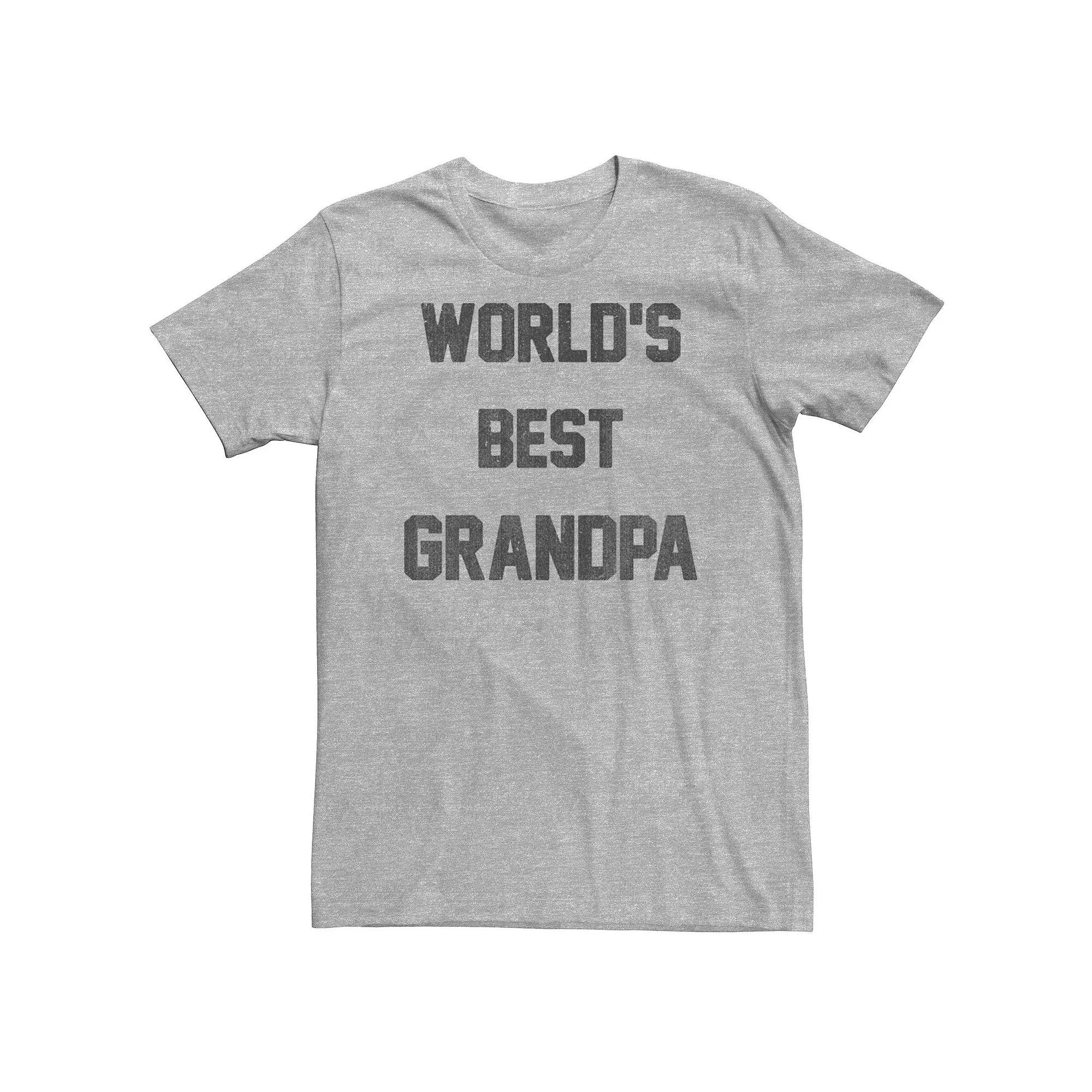 Big & Tall "Worlds Best Grandpa" Tee, Men's, Size: 4XLT, Athletic Grey Product Image