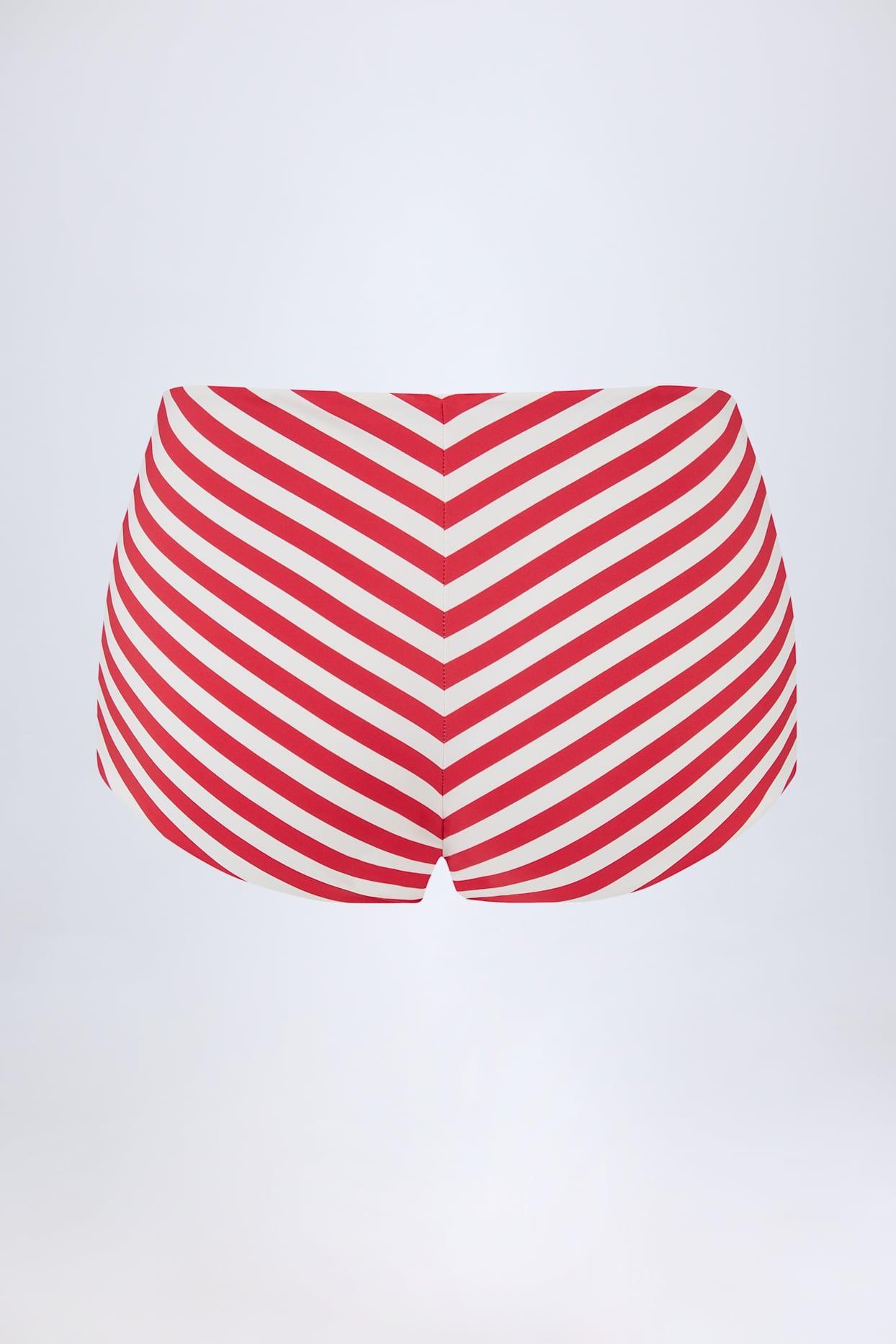 Mid-Rise Hotpants in Cherry Red Stripe Product Image