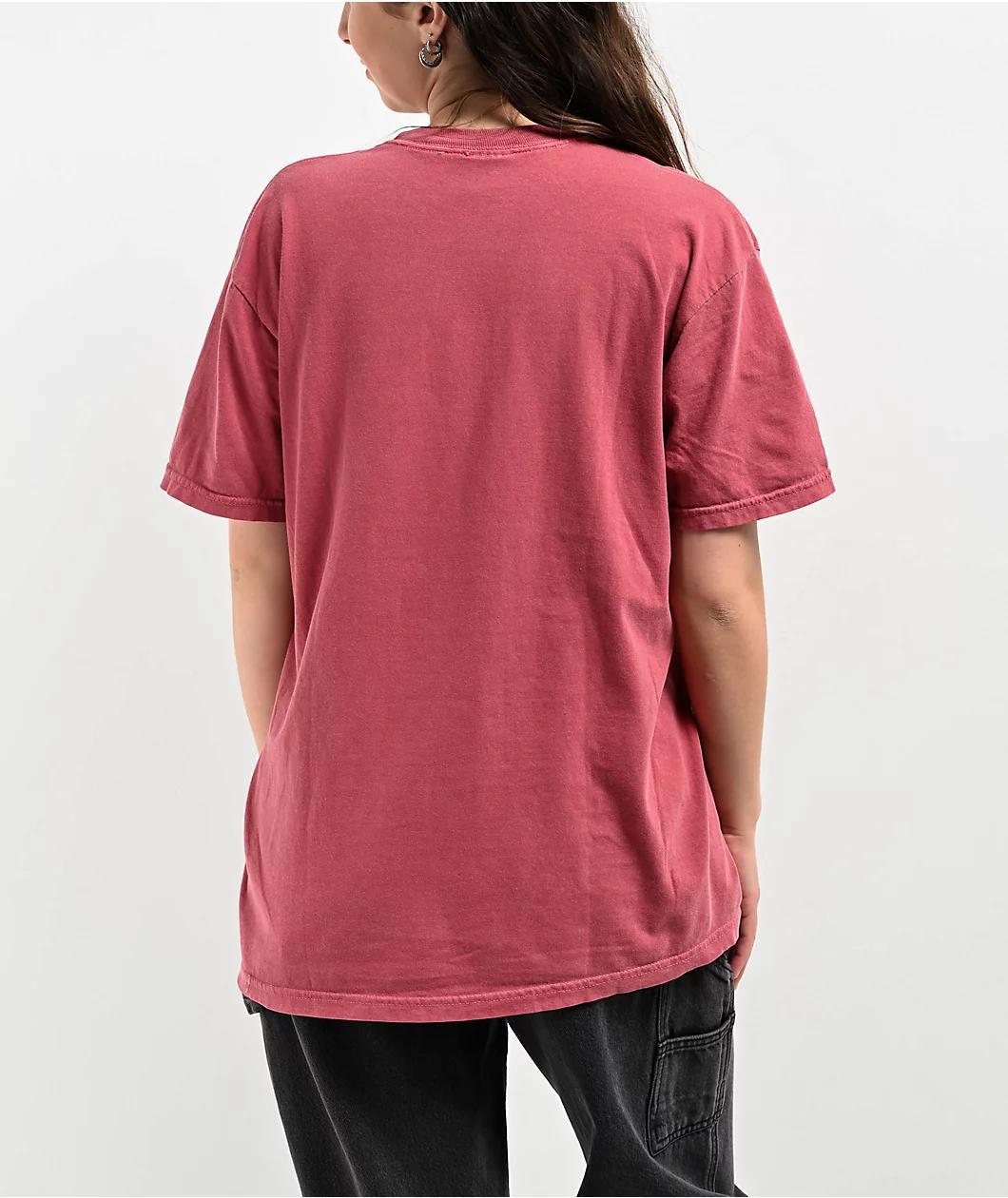 Melodie Cold Hearted Embroidered Boxy Red T-Shirt Product Image